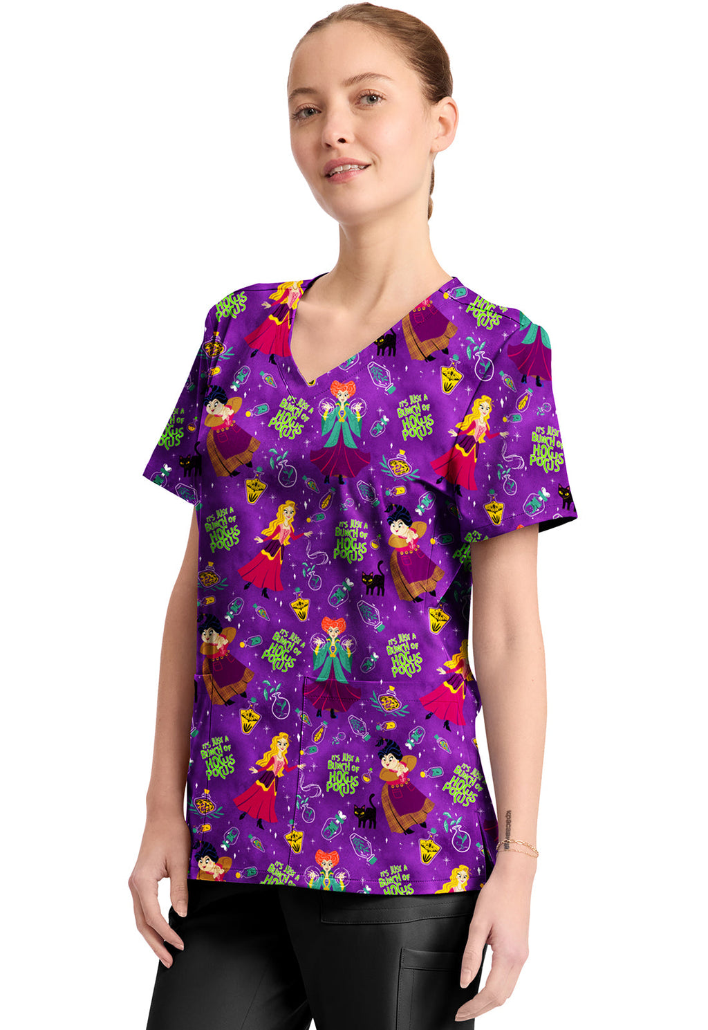 Tooniforms TF794 Print V-Neck Top Bunch Of Hocus Pocus