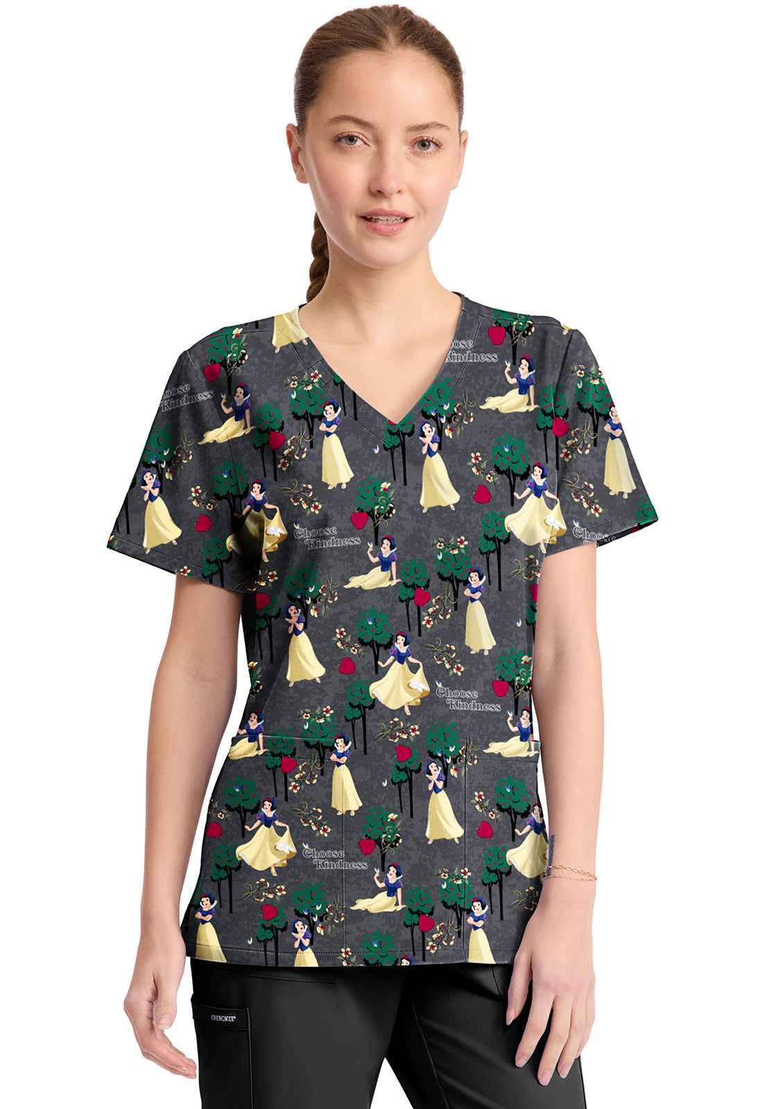 Tooniforms TF794 Print V-Neck Top Sending Kindness