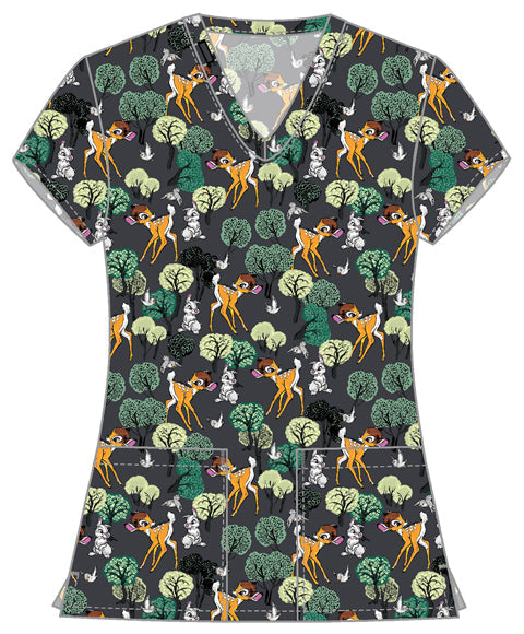 Tooniforms TF796 Print V-Neck Top Forest Royalty