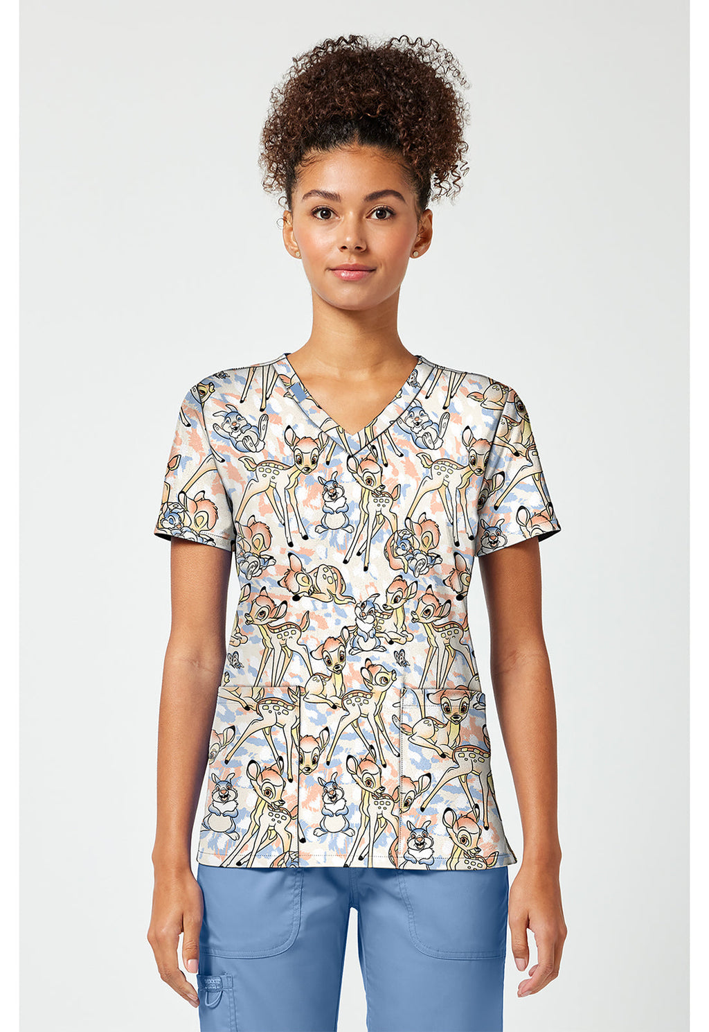 Tooniforms TF796 Women's Print V-Neck Scrub Top Fawn Over Me