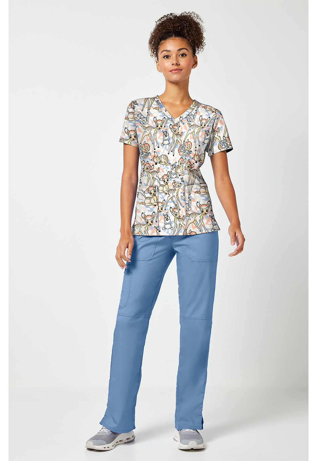 Tooniforms TF796 Women's Print V-Neck Scrub Top Fawn Over Me