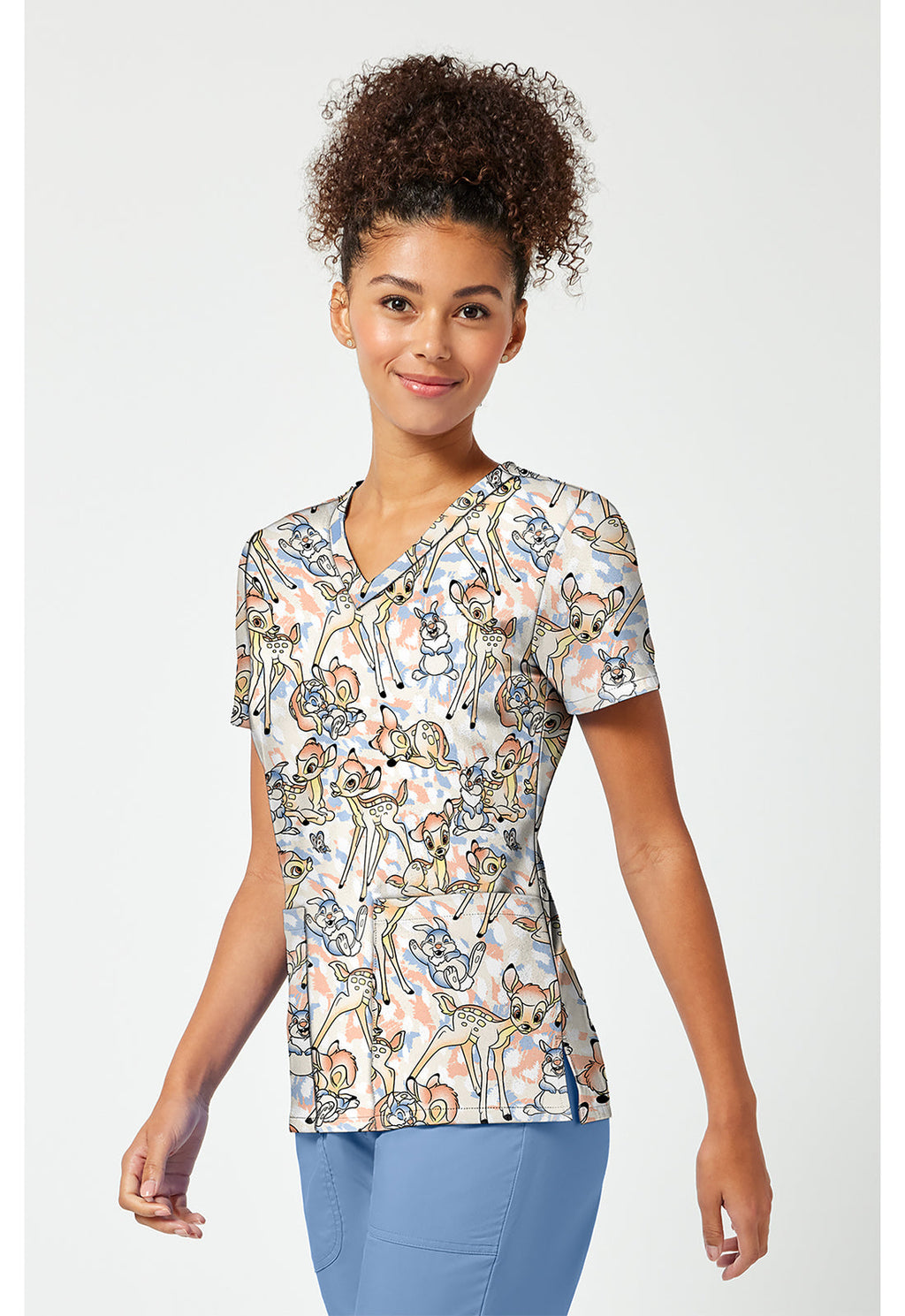Tooniforms TF796 Women's Print V-Neck Scrub Top Fawn Over Me