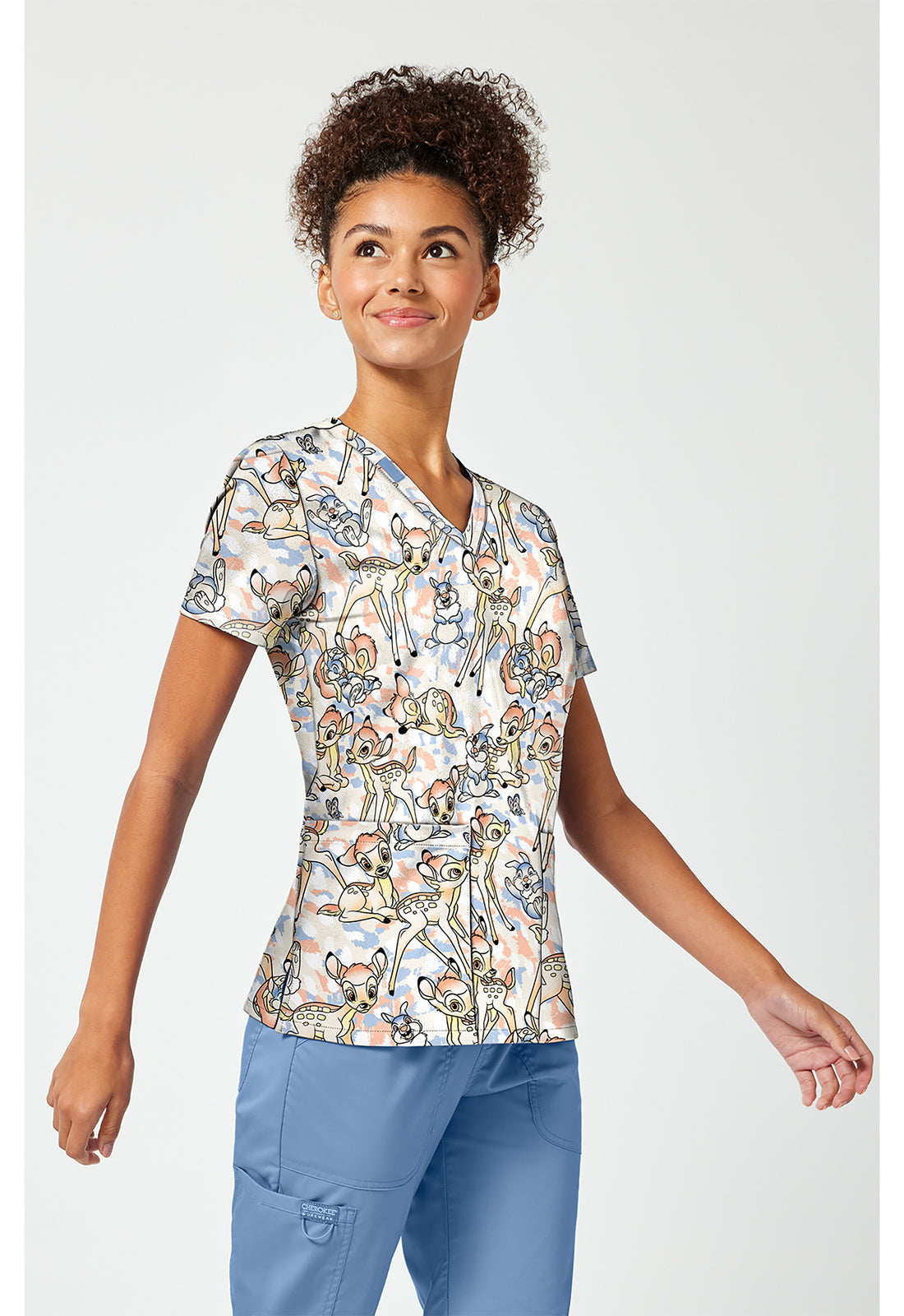Tooniforms TF796 Women's Print V-Neck Scrub Top Fawn Over Me
