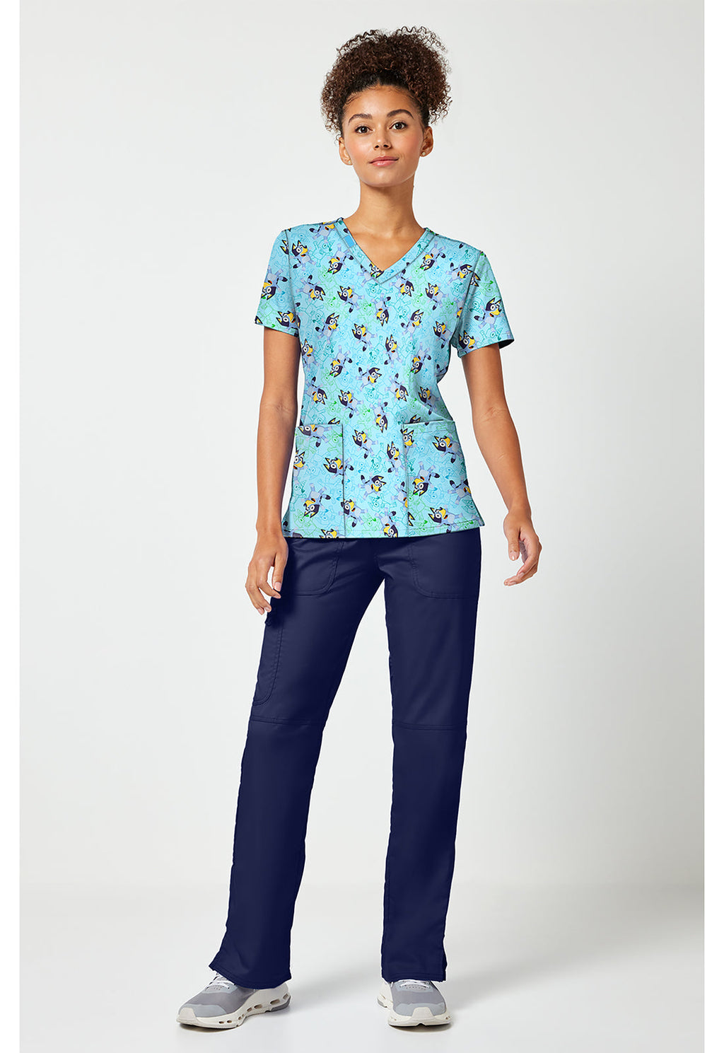 Tooniforms TF796 Women's Print V-Neck Scrub Top Bluey Zone