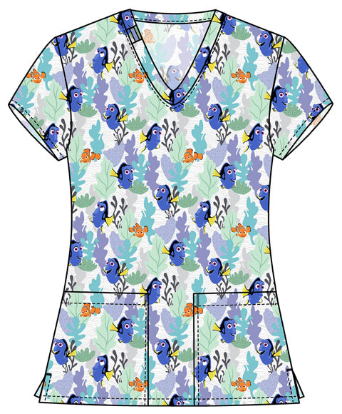 Tooniforms TF796 Print V-Neck Top Nemo And Dory