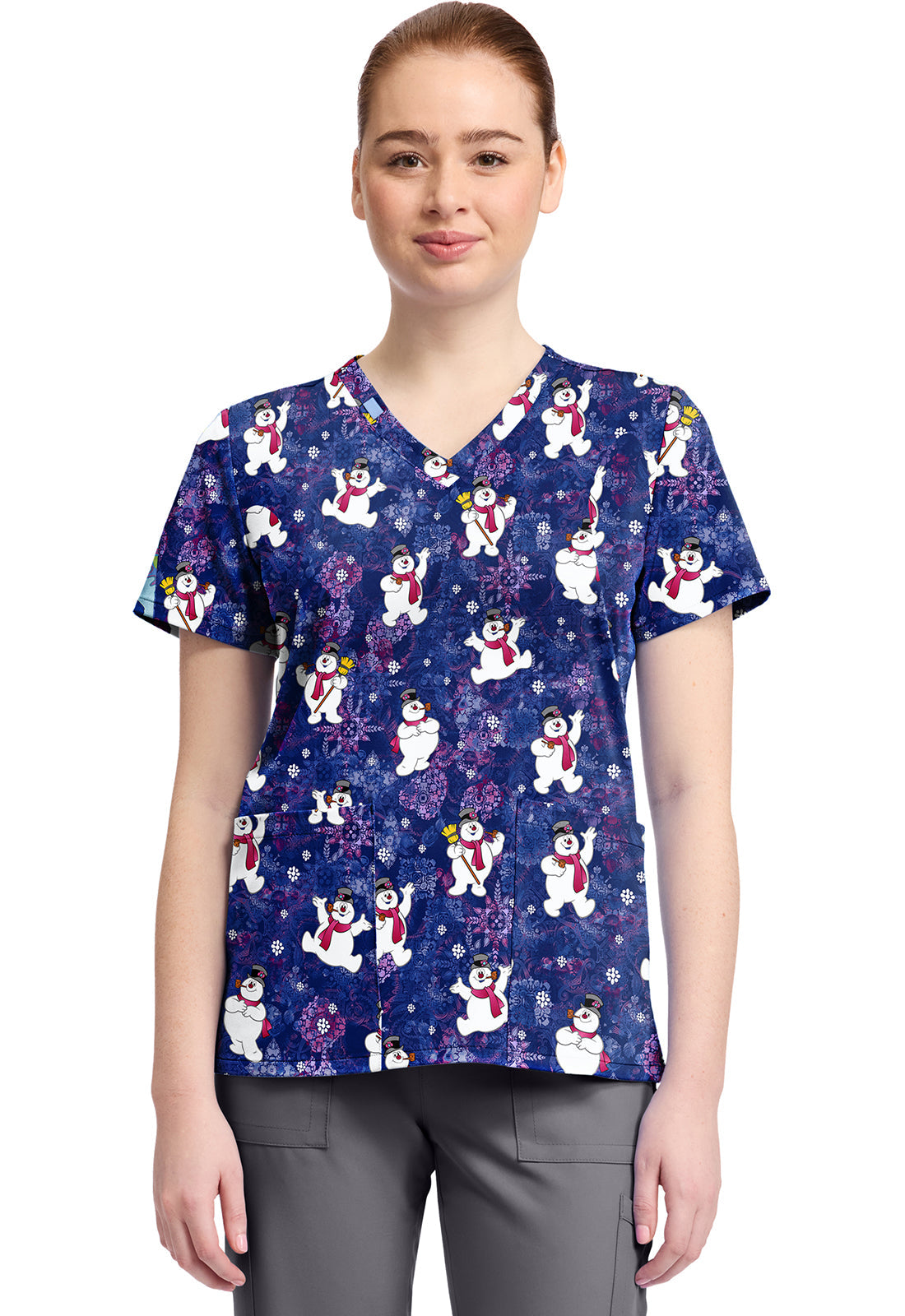 Tooniforms TF796 Print V-Neck Top Chilly Tiles