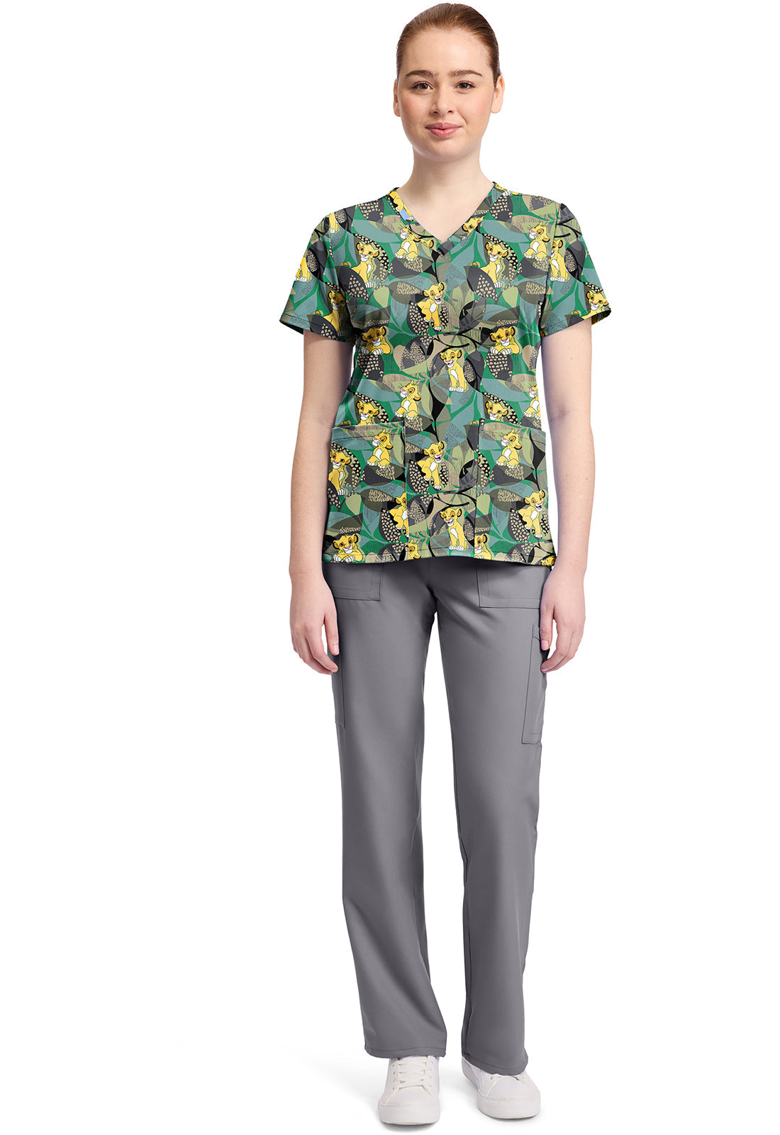Tooniforms TF796 Print V-Neck Top Tropical Roar