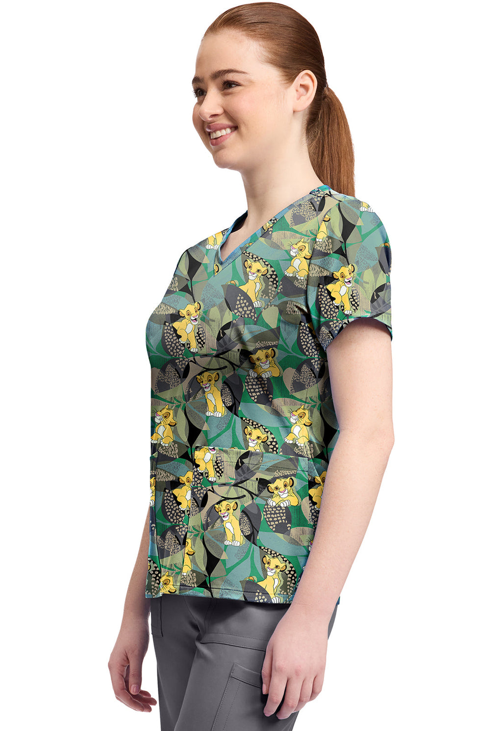 Tooniforms TF796 Print V-Neck Top Tropical Roar