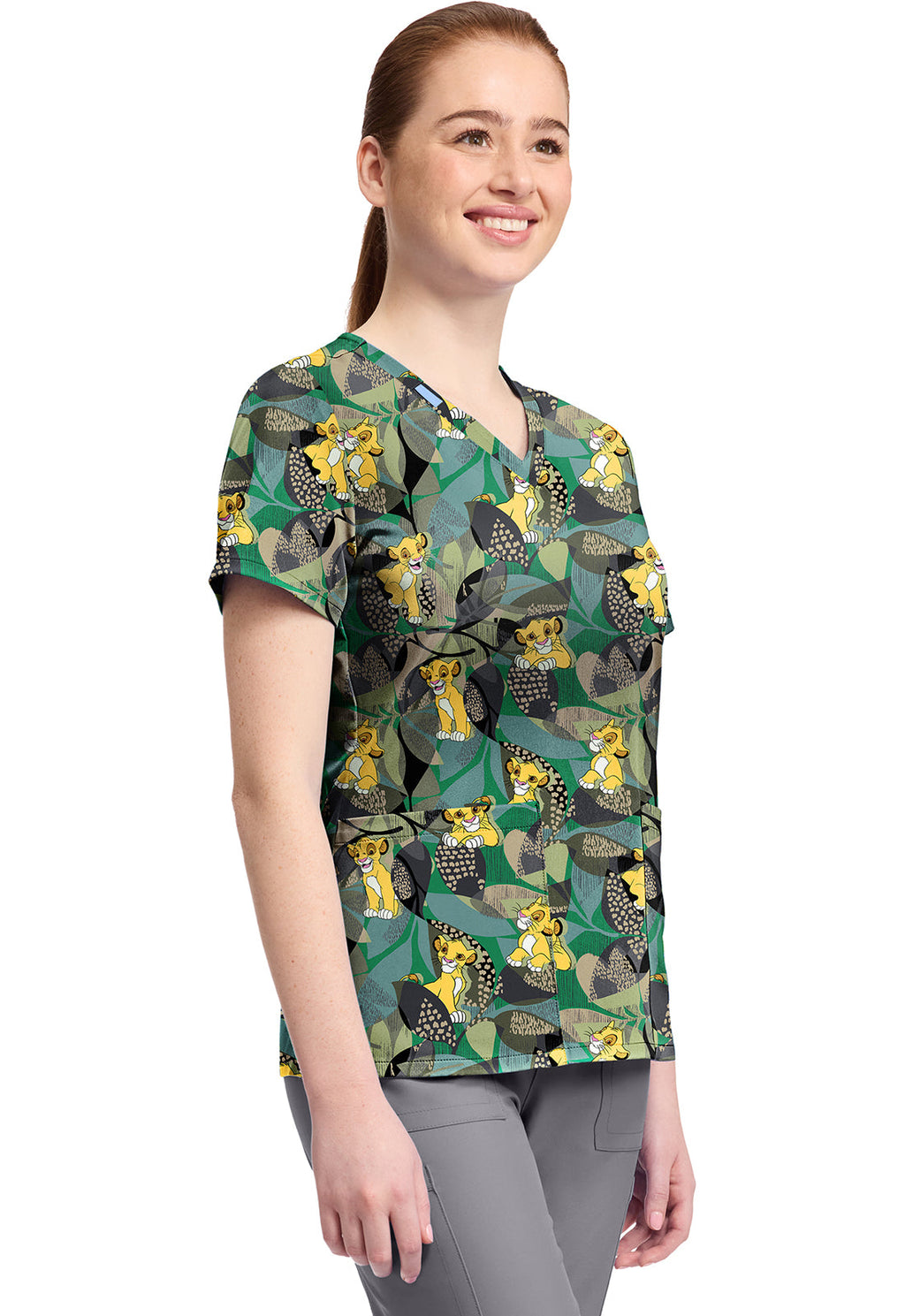 Tooniforms TF796 Print V-Neck Top Tropical Roar