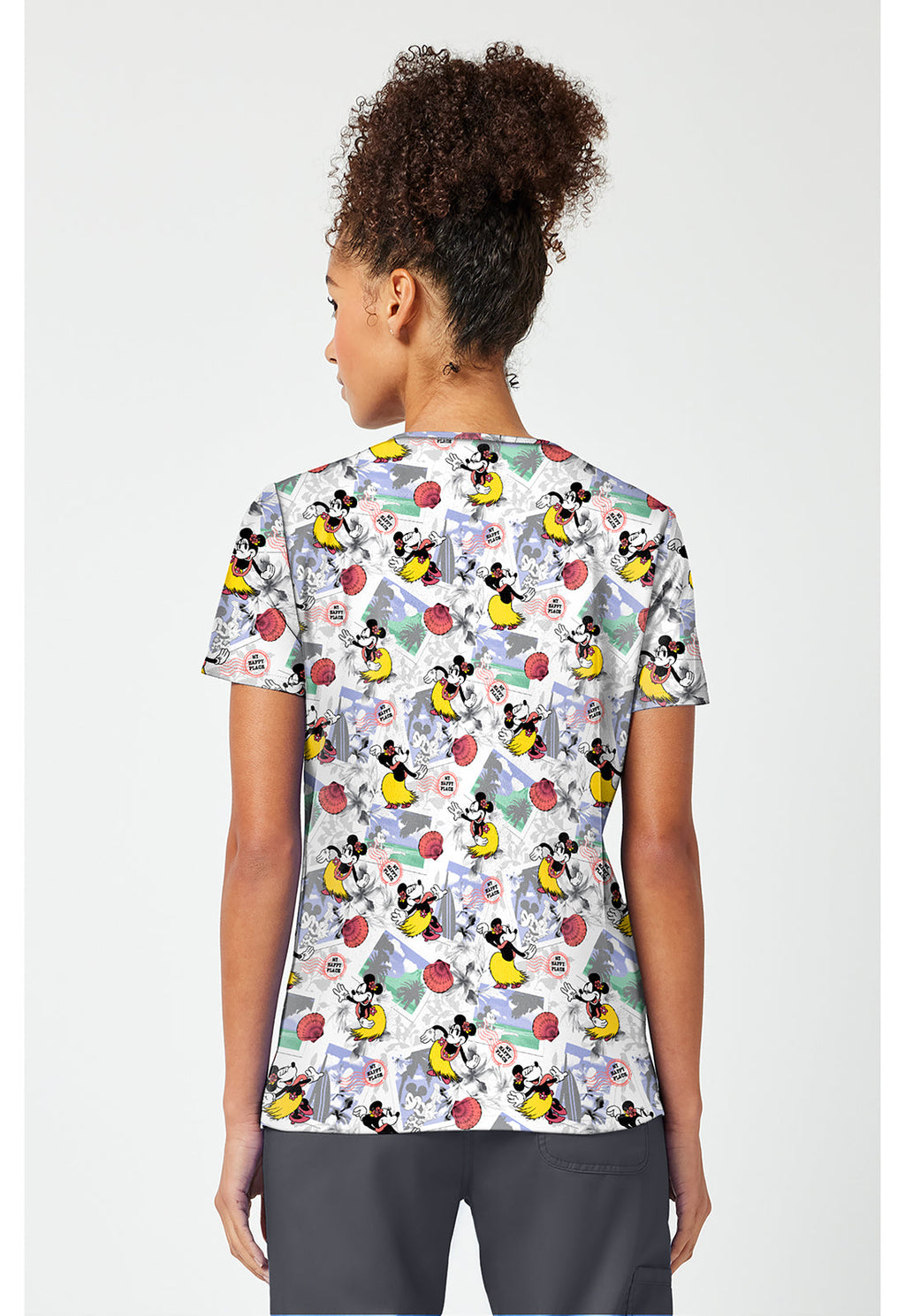 Licensed TF796 Print V-Neck Top Minnie Happy Place