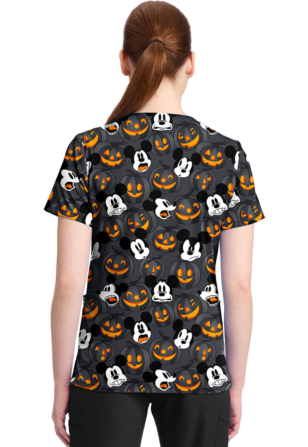 Tooniforms TF796 Print V-Neck Top Scaredy Pumpkin
