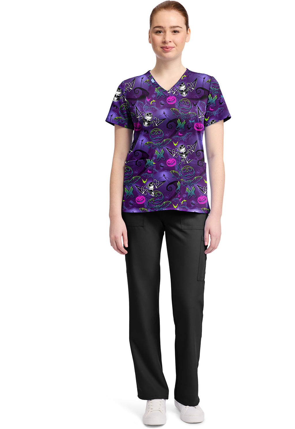 Tooniforms TF796 Print V-Neck Top Ghost-Like Charm