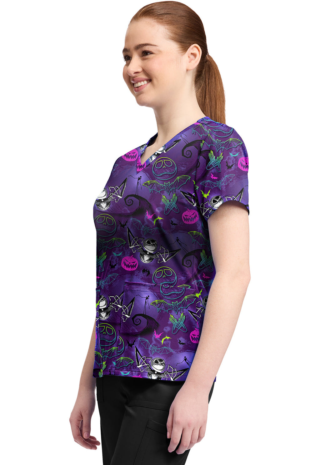 Tooniforms TF796 Print V-Neck Top Ghost-Like Charm