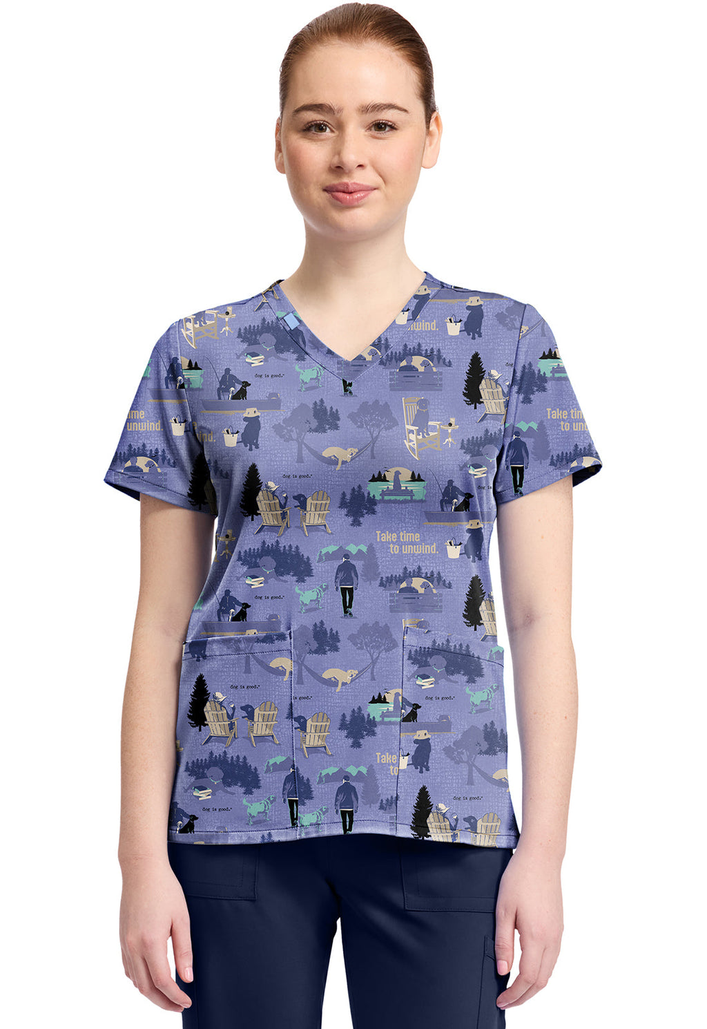 Tooniforms TF796 Print V-Neck Top Take Time To Unwind