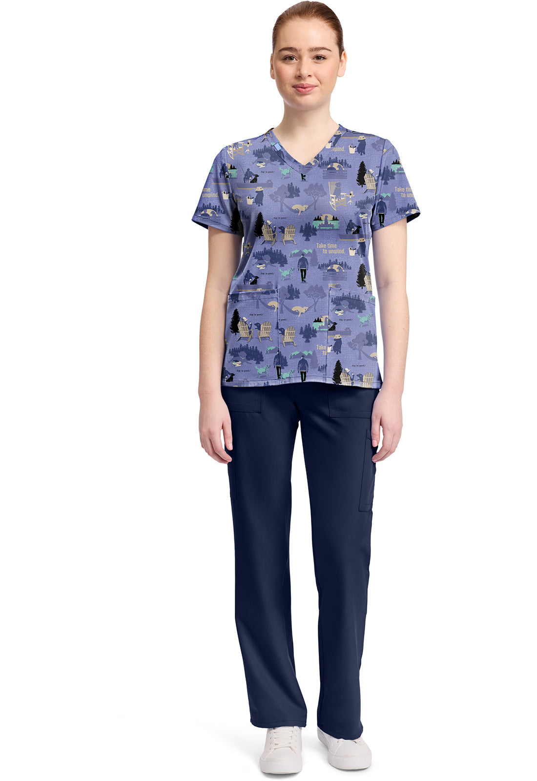 Tooniforms TF796 Print V-Neck Top Take Time To Unwind