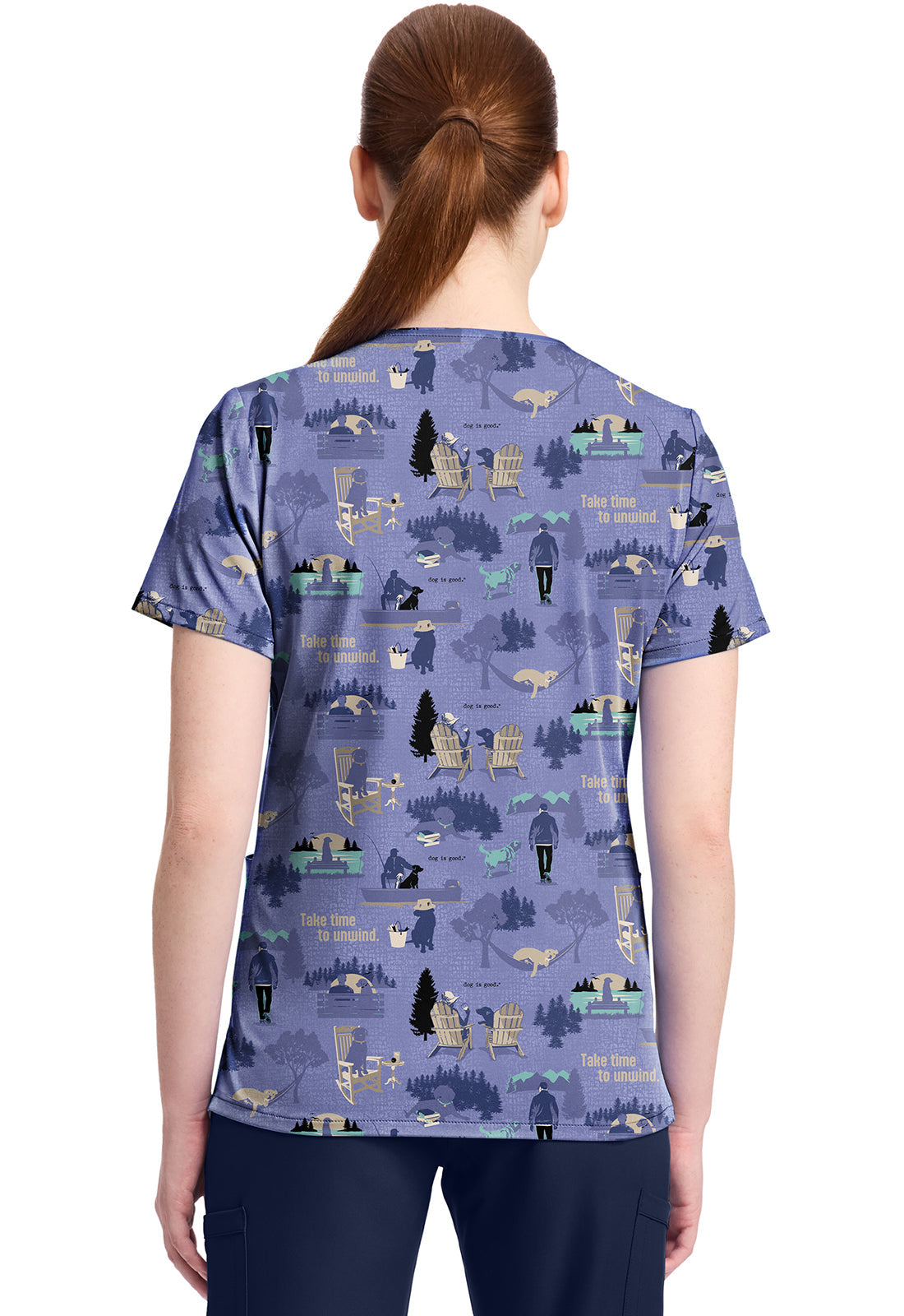 Tooniforms TF796 Print V-Neck Top Take Time To Unwind