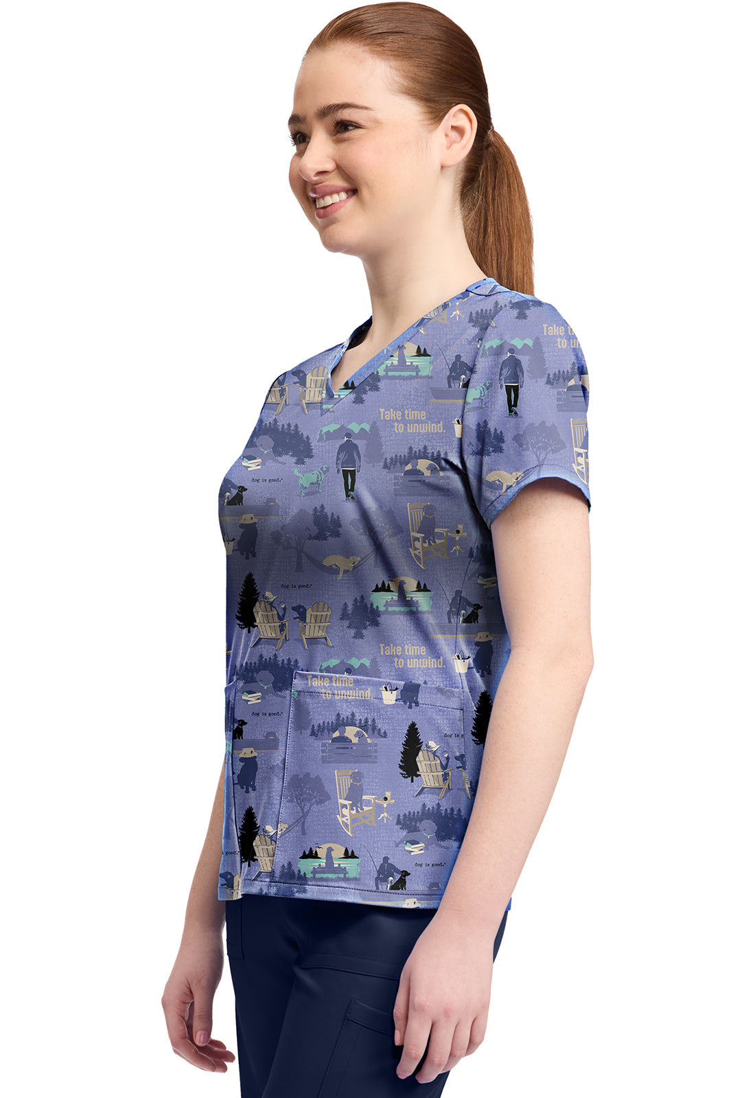 Tooniforms TF796 Print V-Neck Top Take Time To Unwind
