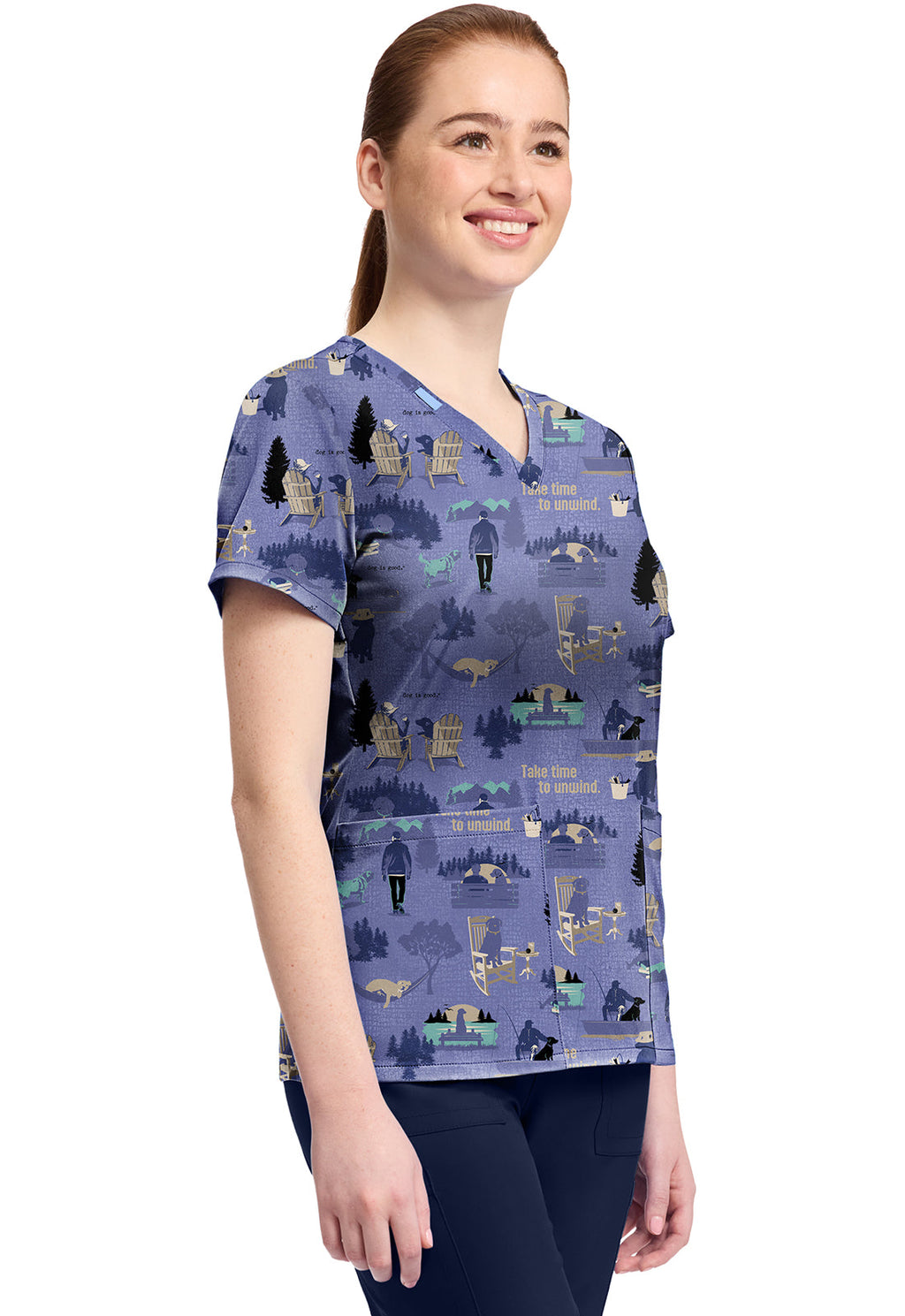 Tooniforms TF796 Print V-Neck Top Take Time To Unwind