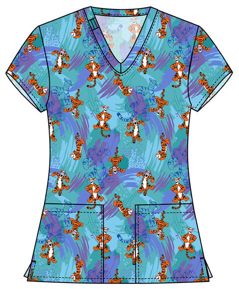 Tooniforms TF796 Print V-Neck Top Bouncy Brush