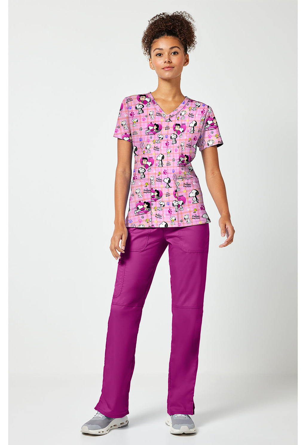 Tooniforms TF796 Women's Print V-Neck Scrub Top Snoopy Eyes