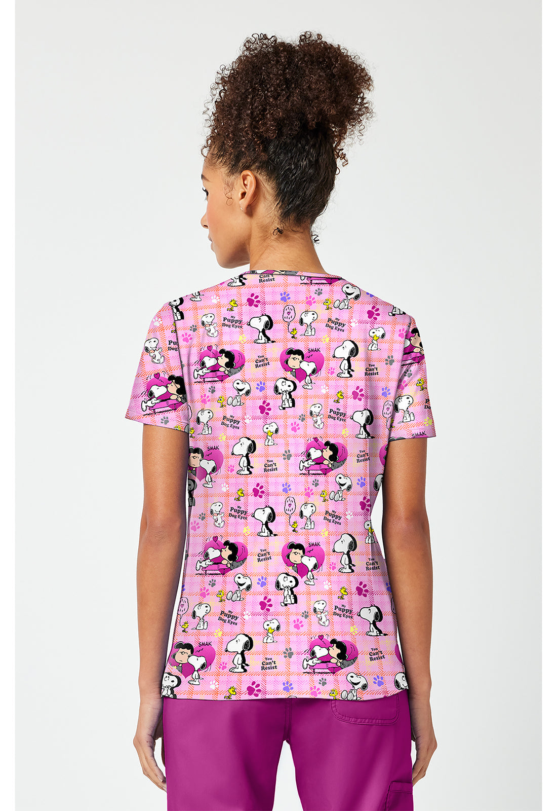Tooniforms TF796 Women's Print V-Neck Scrub Top Snoopy Eyes