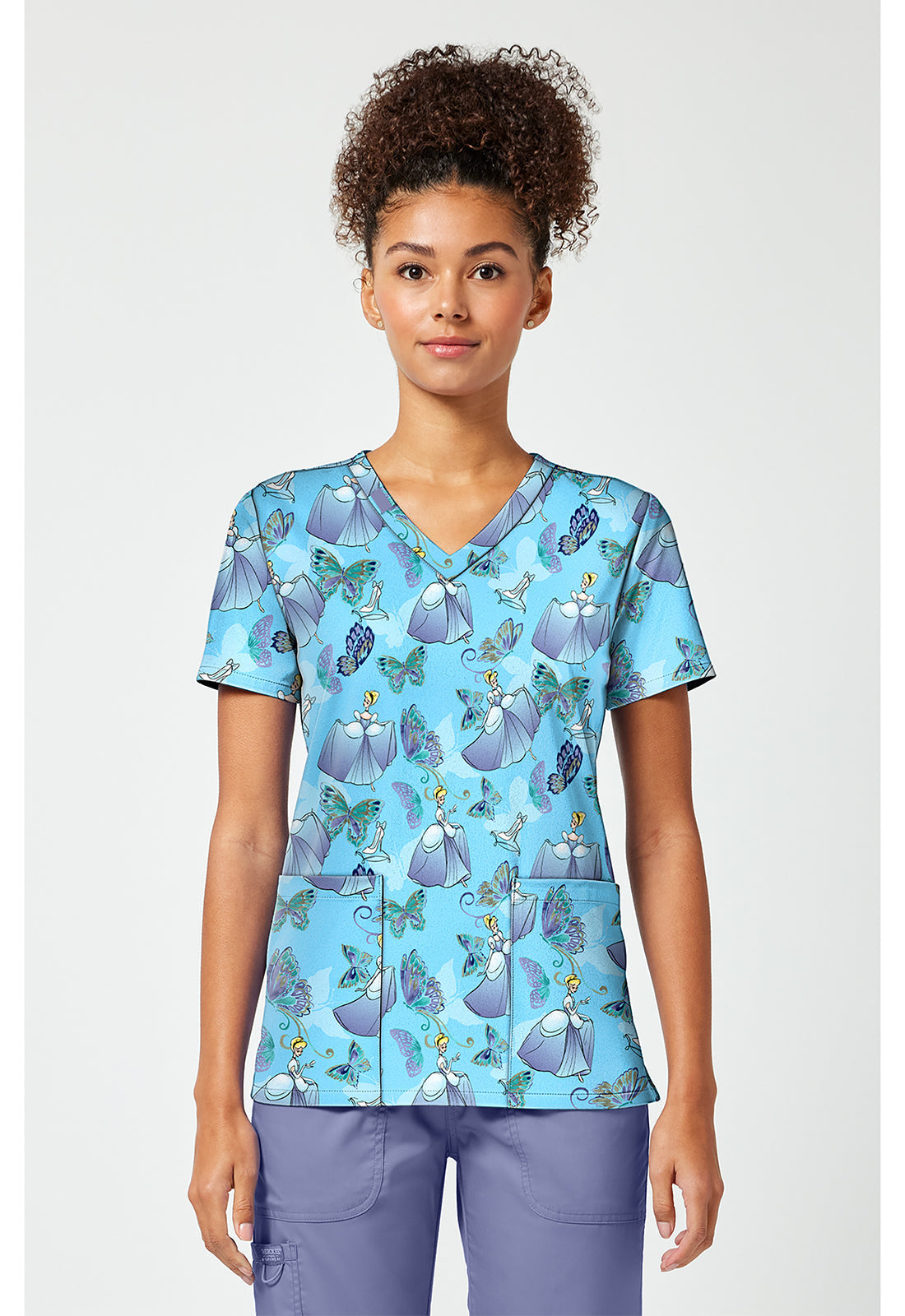 Tooniforms TF796 Women's Print V-Neck Scrub Top Cinderella Flight