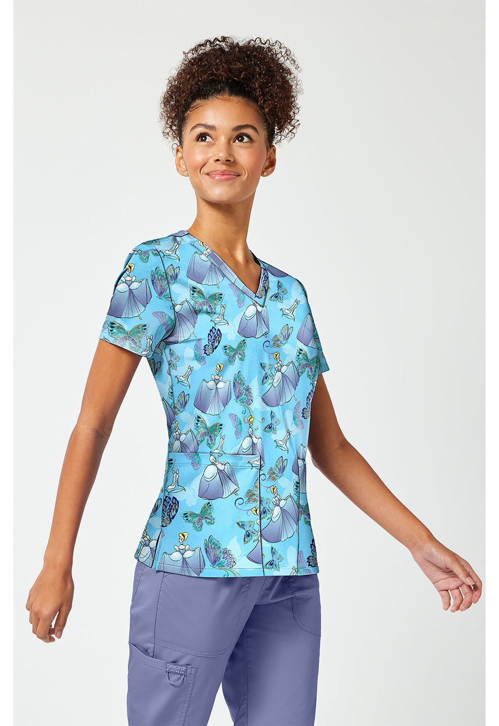 Tooniforms TF796 Women's Print V-Neck Scrub Top Cinderella Flight