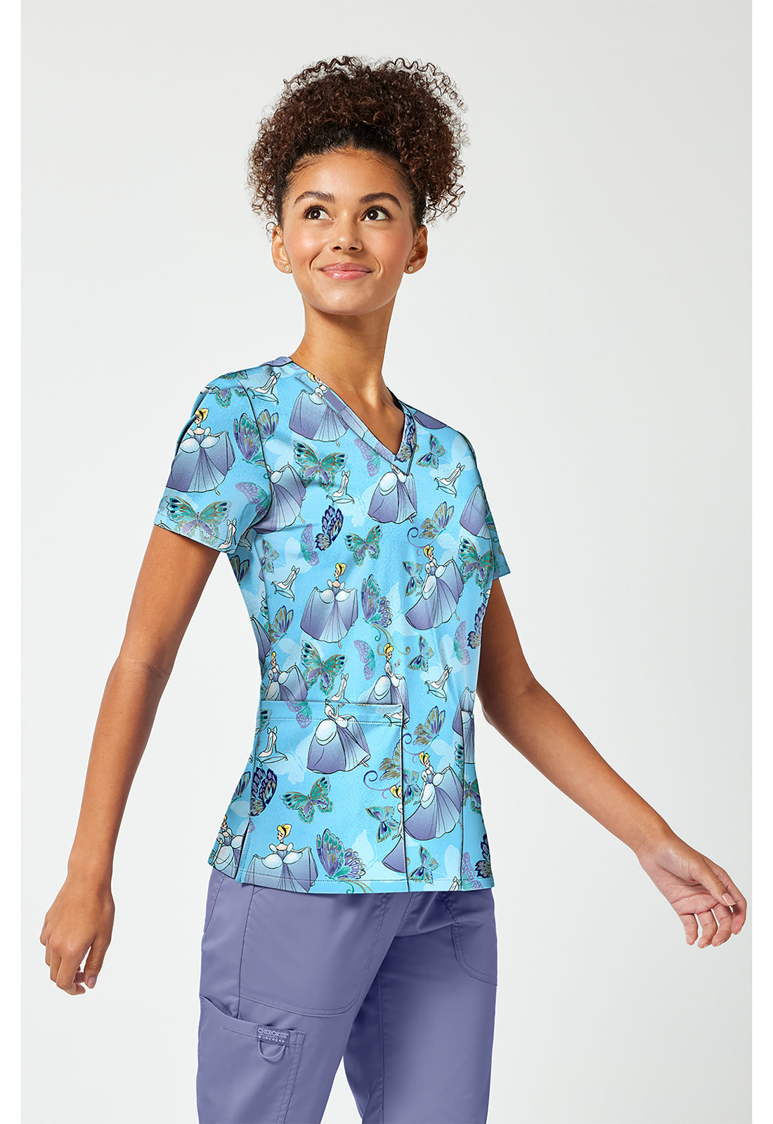 Tooniforms TF796 Women's Print V-Neck Scrub Top Cinderella Flight