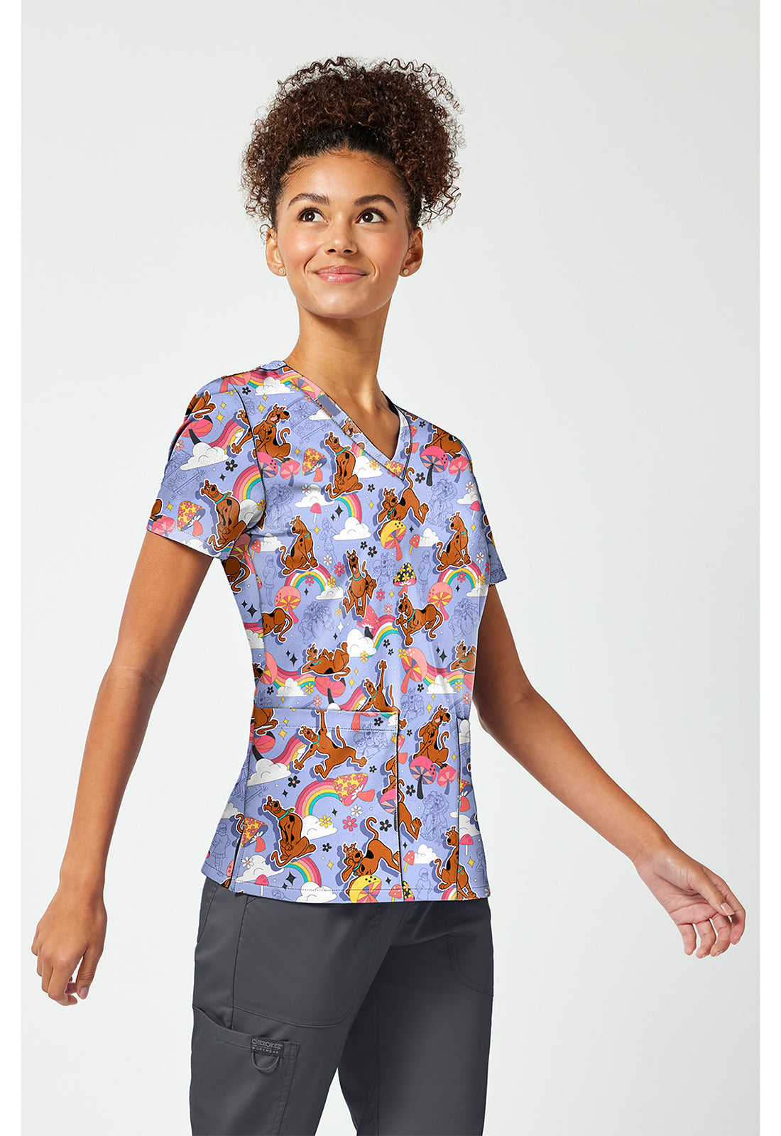 Tooniforms TF796 Women's Print V-Neck Scrub Top I Found A Clue