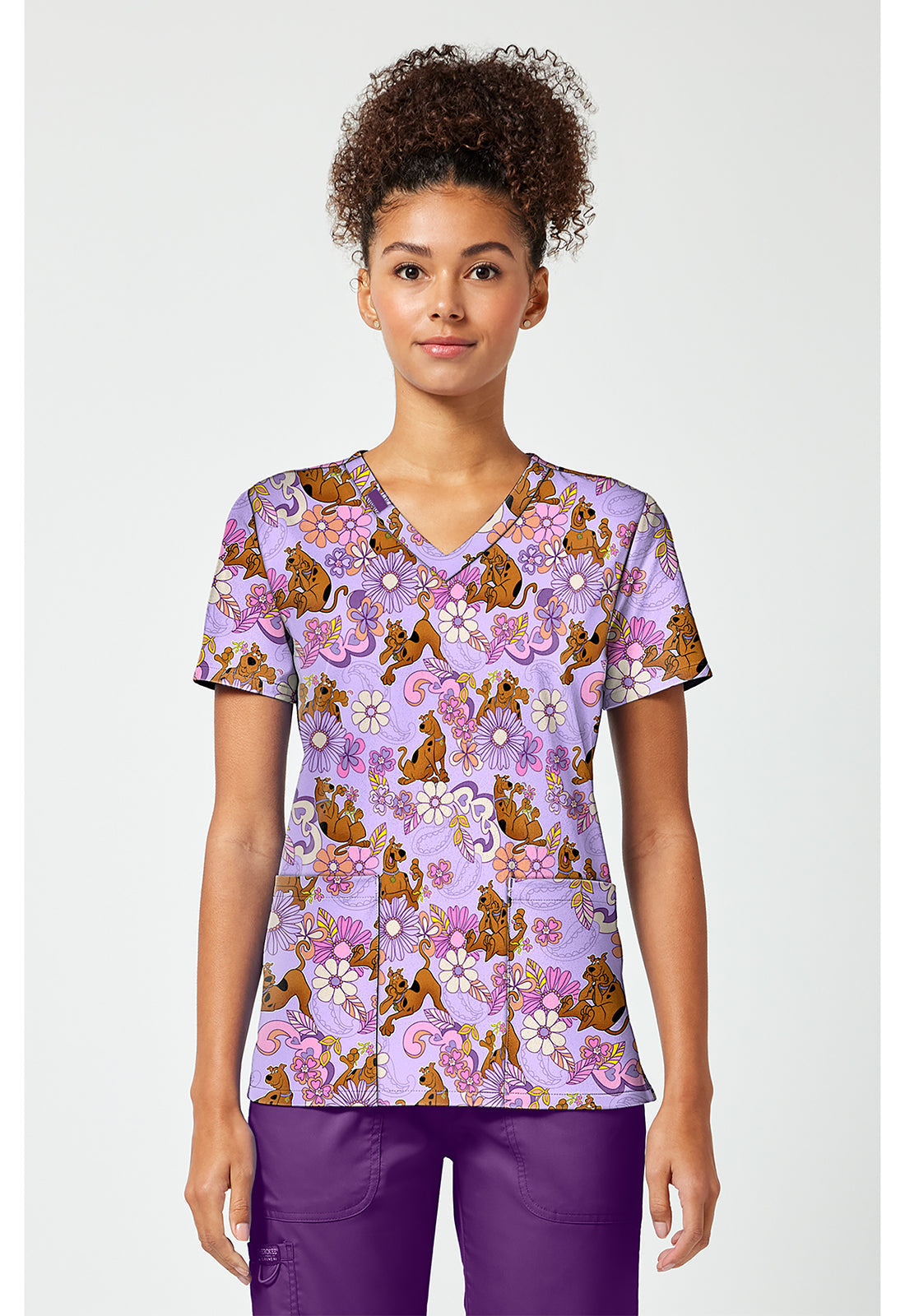 Tooniforms TF796 Women's Print V-Neck Scrub Top Mystery Garden