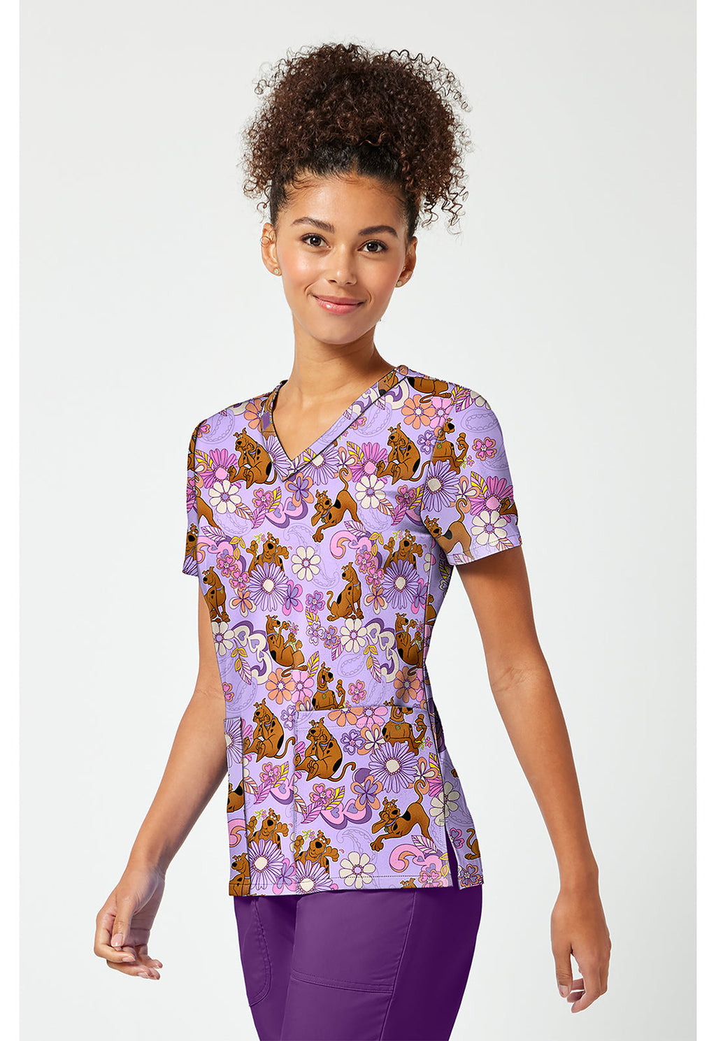 Tooniforms TF796 Women's Print V-Neck Scrub Top Mystery Garden