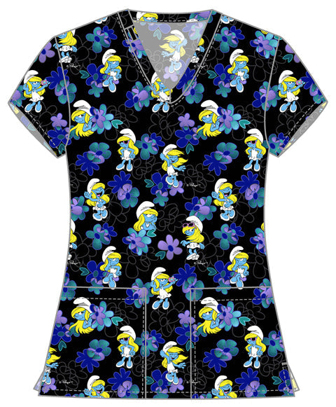 Tooniforms TF796 Print V-Neck Top Being Smurfette