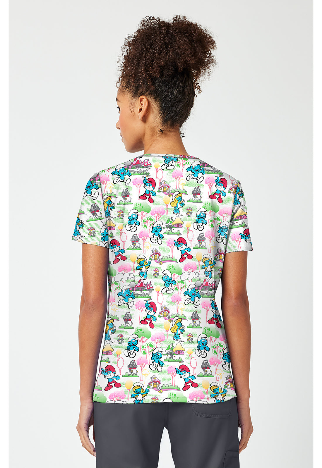 Tooniforms TF796 Women's Print V-Neck Scrub Top Good Day Feeling