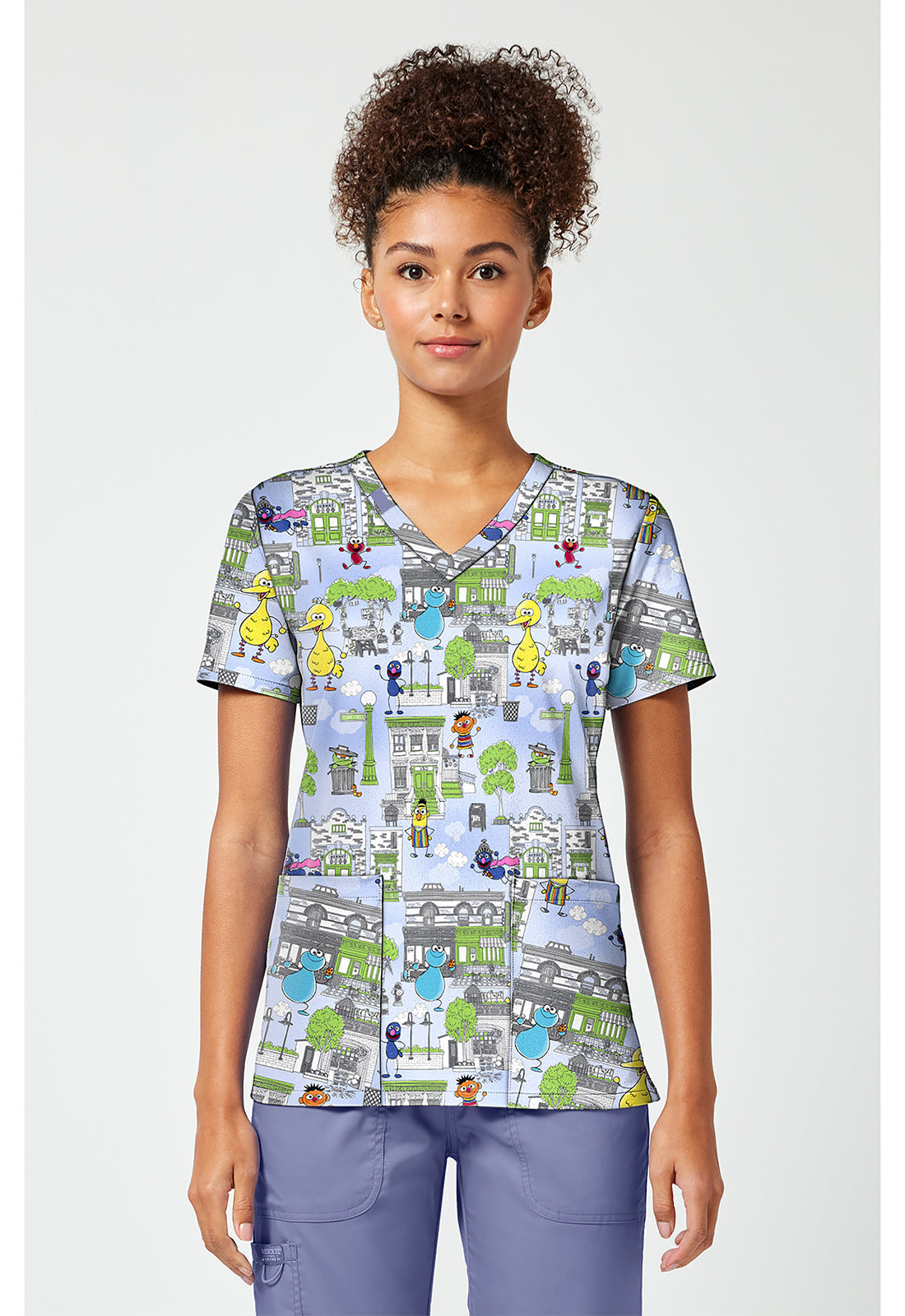Tooniforms TF796 Women's Print V-Neck Scrub Top Doodle Days