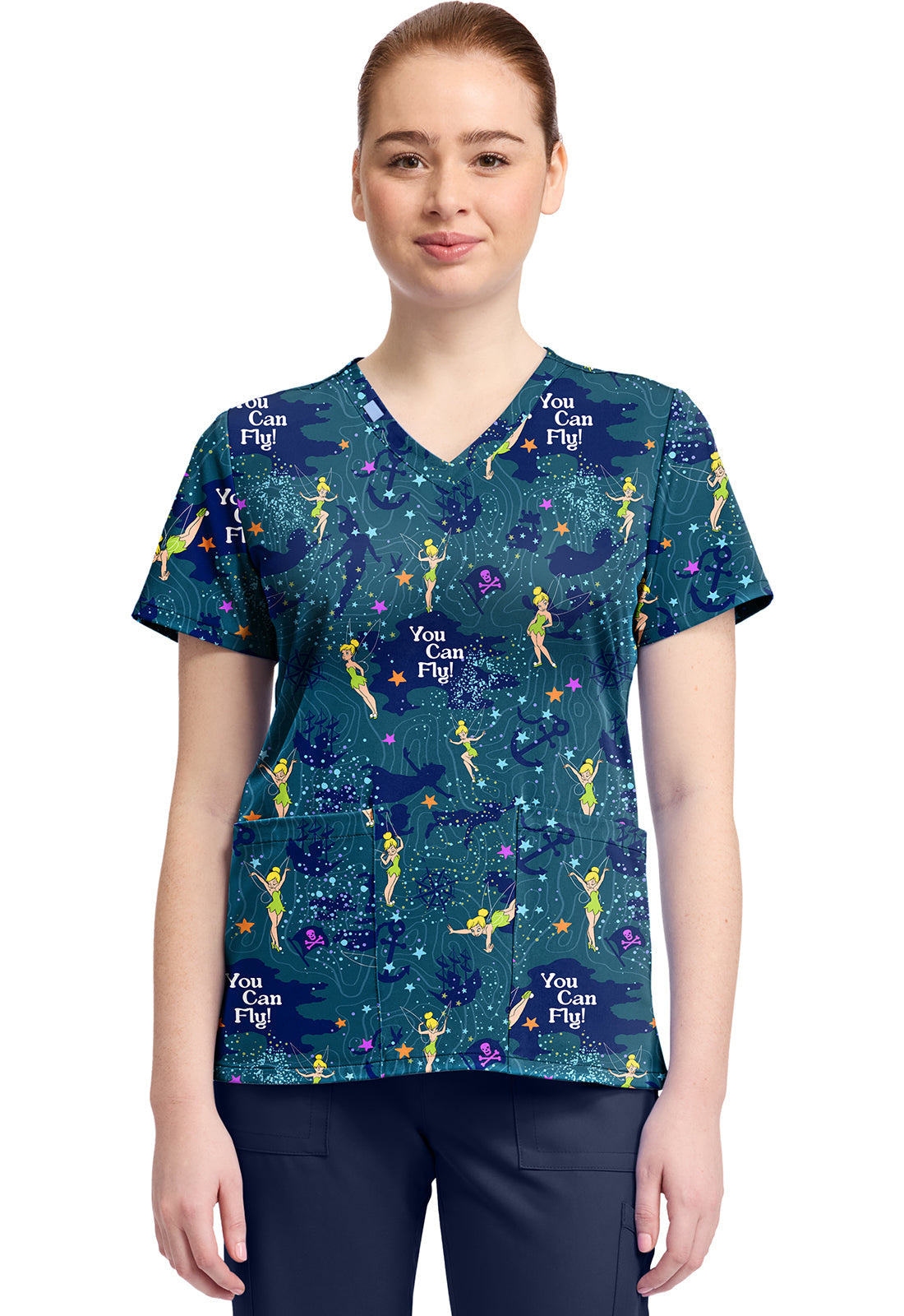 Tooniforms TF796 Print V-Neck Top Tinker Bell Flight