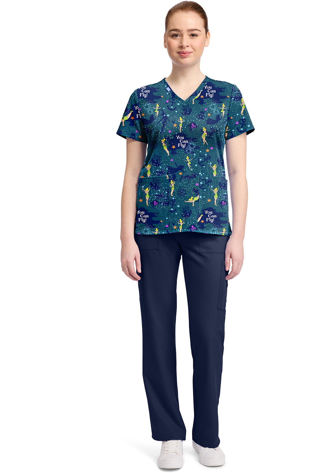 Tooniforms TF796 Print V-Neck Top Tinker Bell Flight