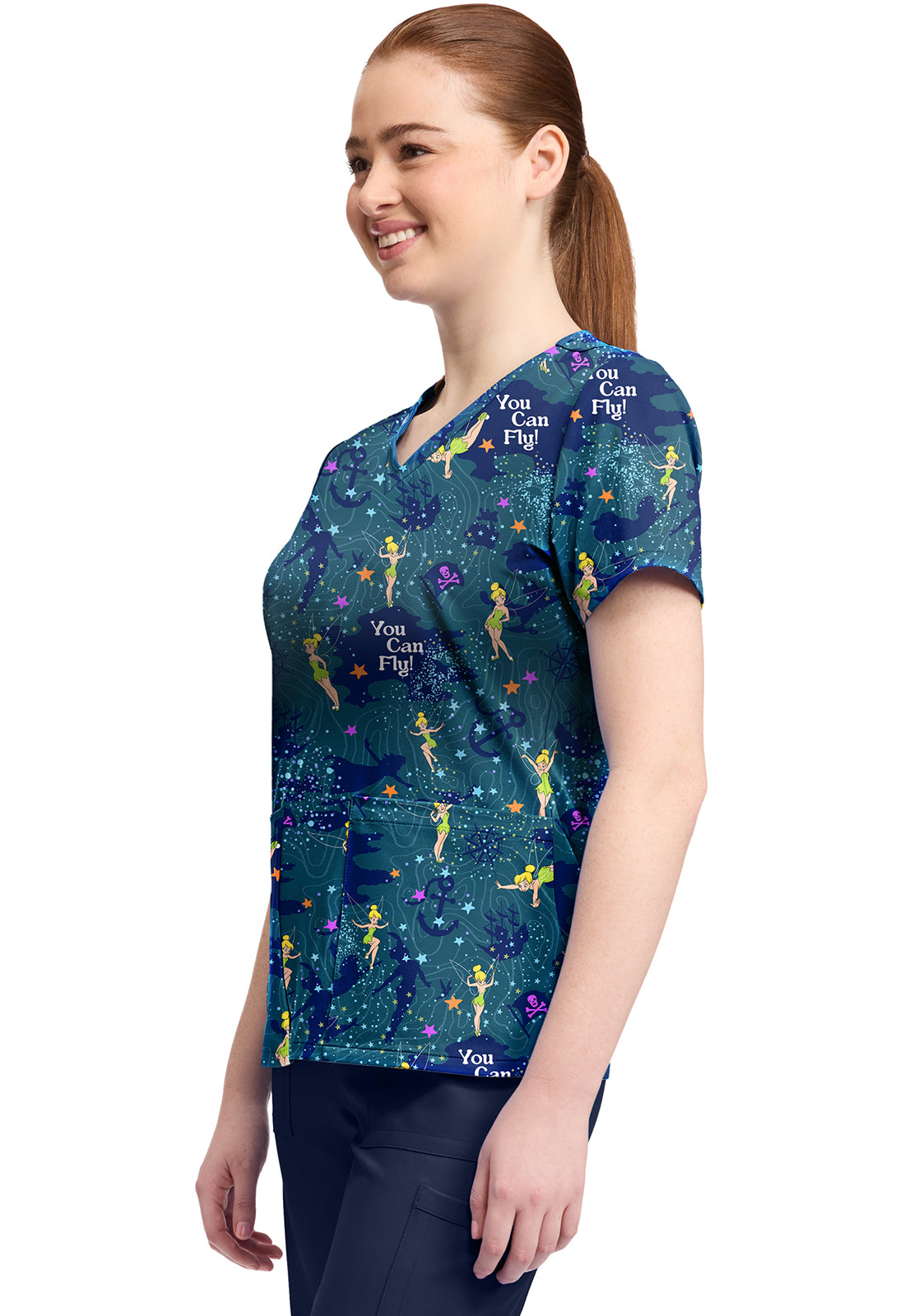 Tooniforms TF796 Print V-Neck Top Tinker Bell Flight