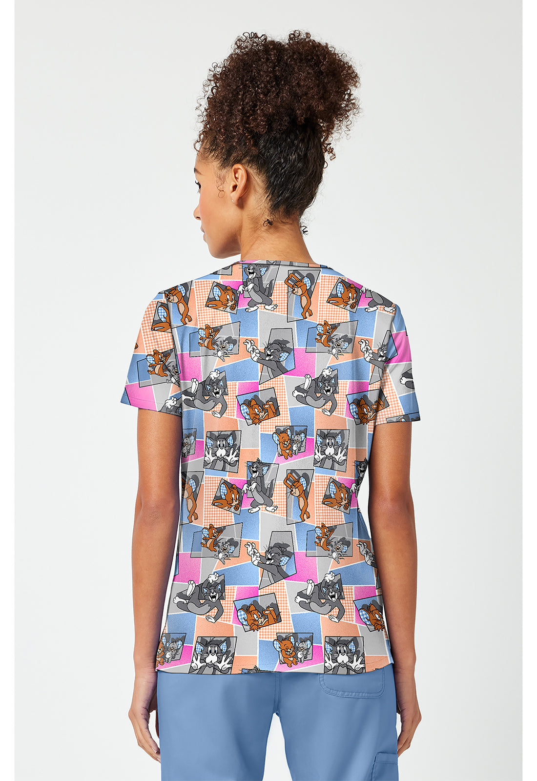 Tooniforms TF796 Women's Print V-Neck Scrub Top Tom Cat Time