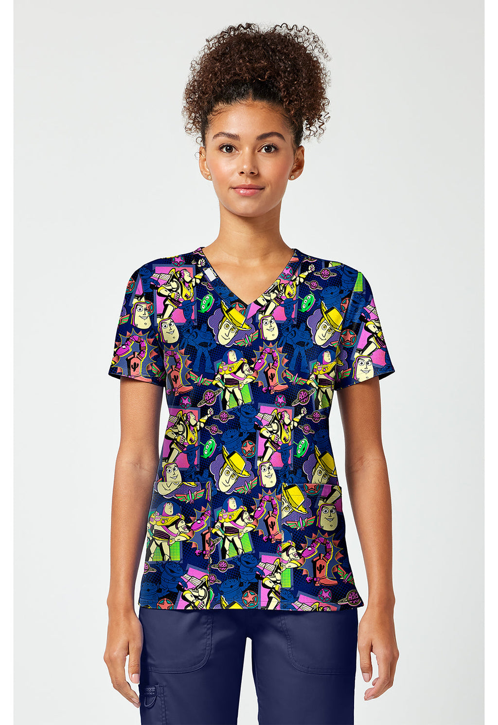Licensed TF796 Print V-Neck Top Comic Story