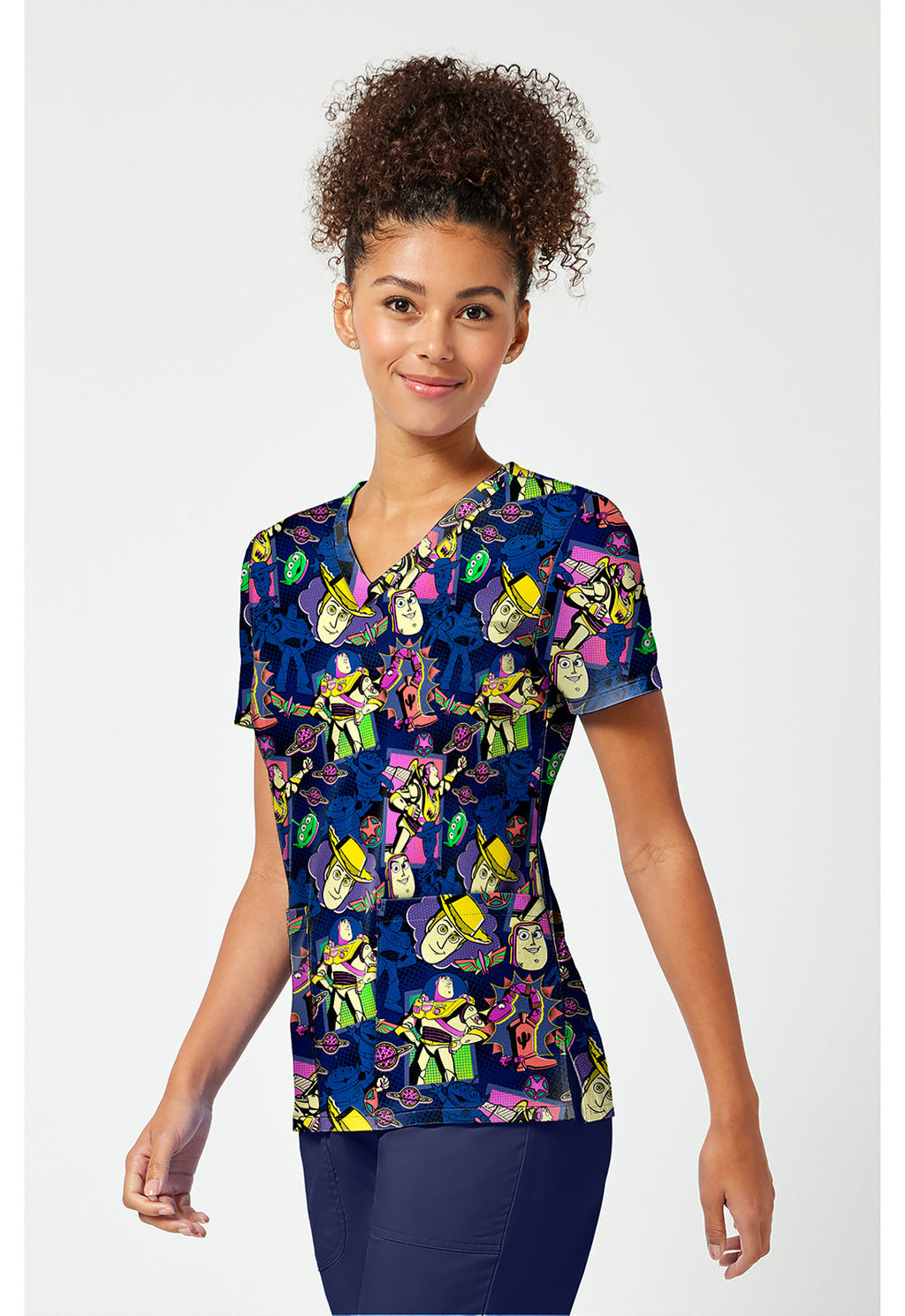 Licensed TF796 Print V-Neck Top Comic Story