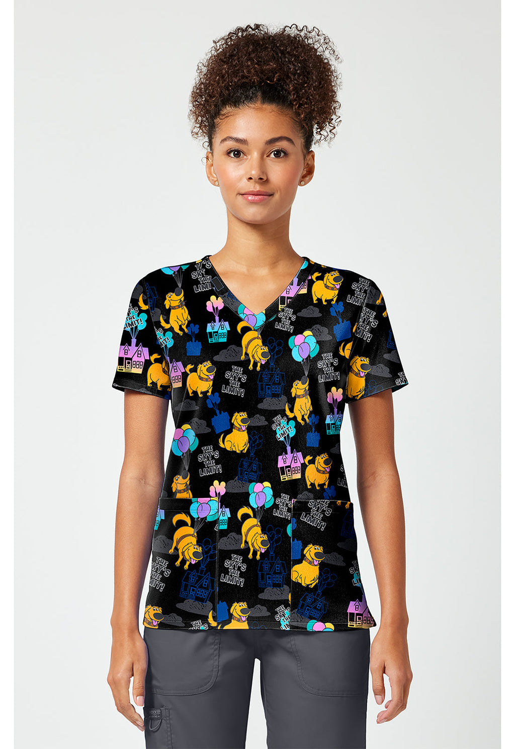 Tooniforms TF796 Women's Print V-Neck Scrub Top Up With Dug