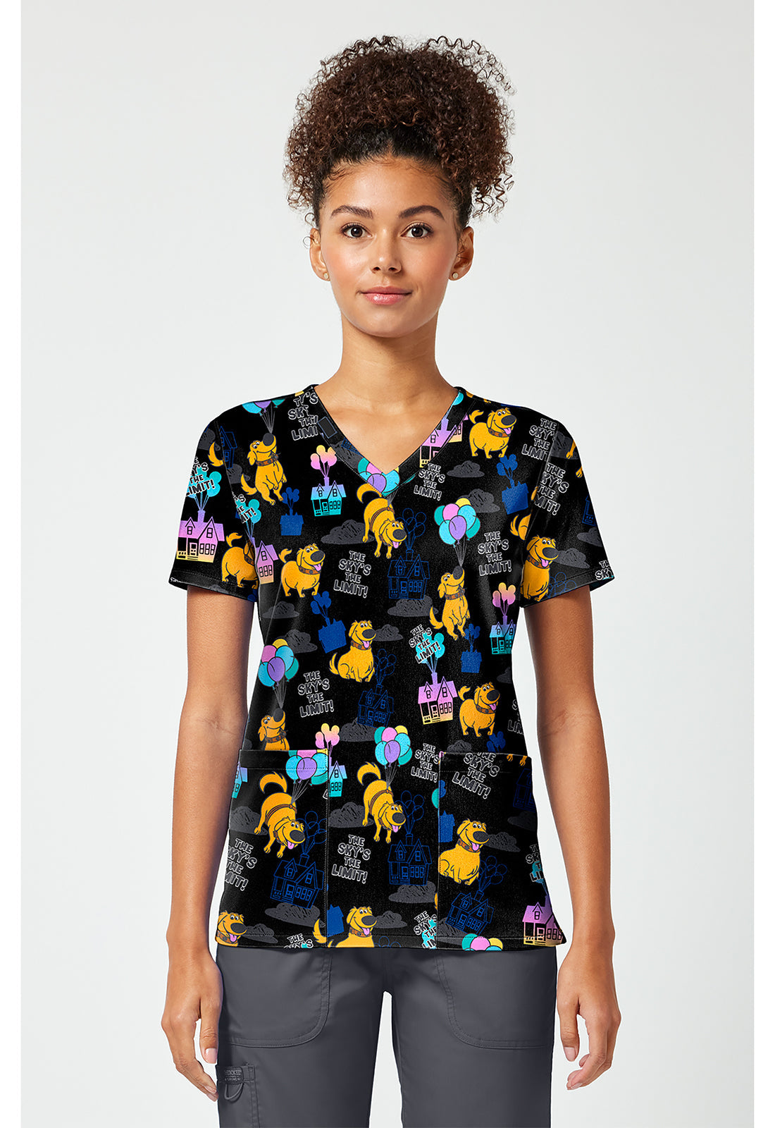 Tooniforms TF796 Women's Print V-Neck Scrub Top Up With Dug