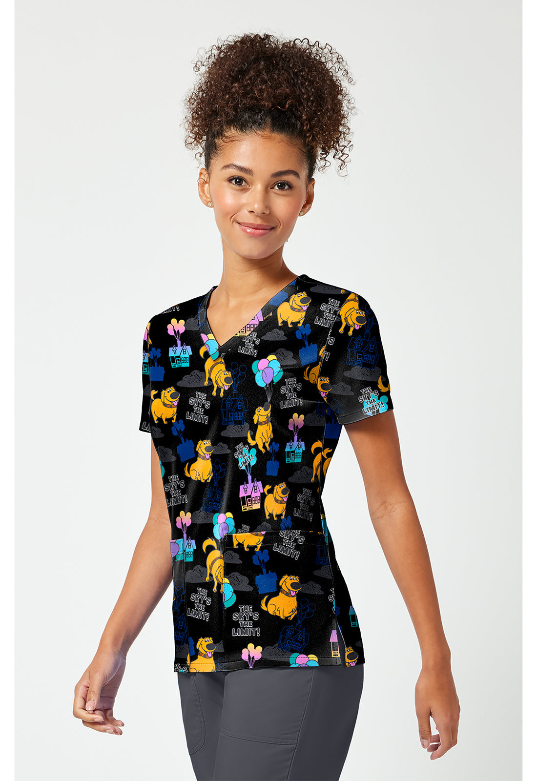 Tooniforms TF796 Women's Print V-Neck Scrub Top Up With Dug