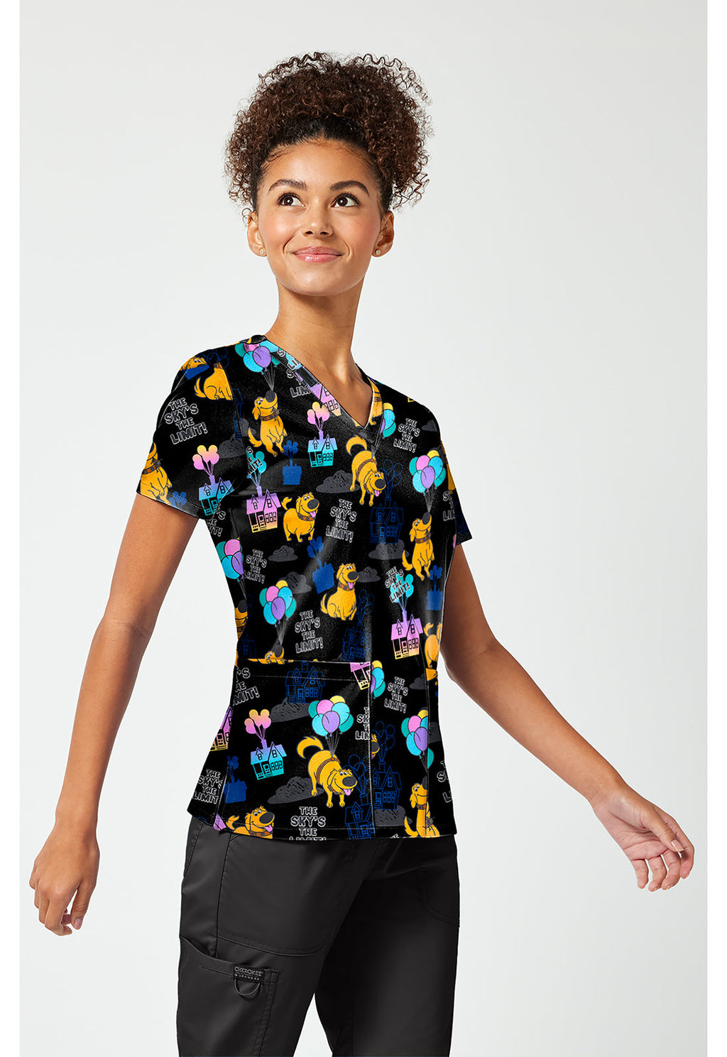 Tooniforms TF796 Women's Print V-Neck Scrub Top Up With Dug