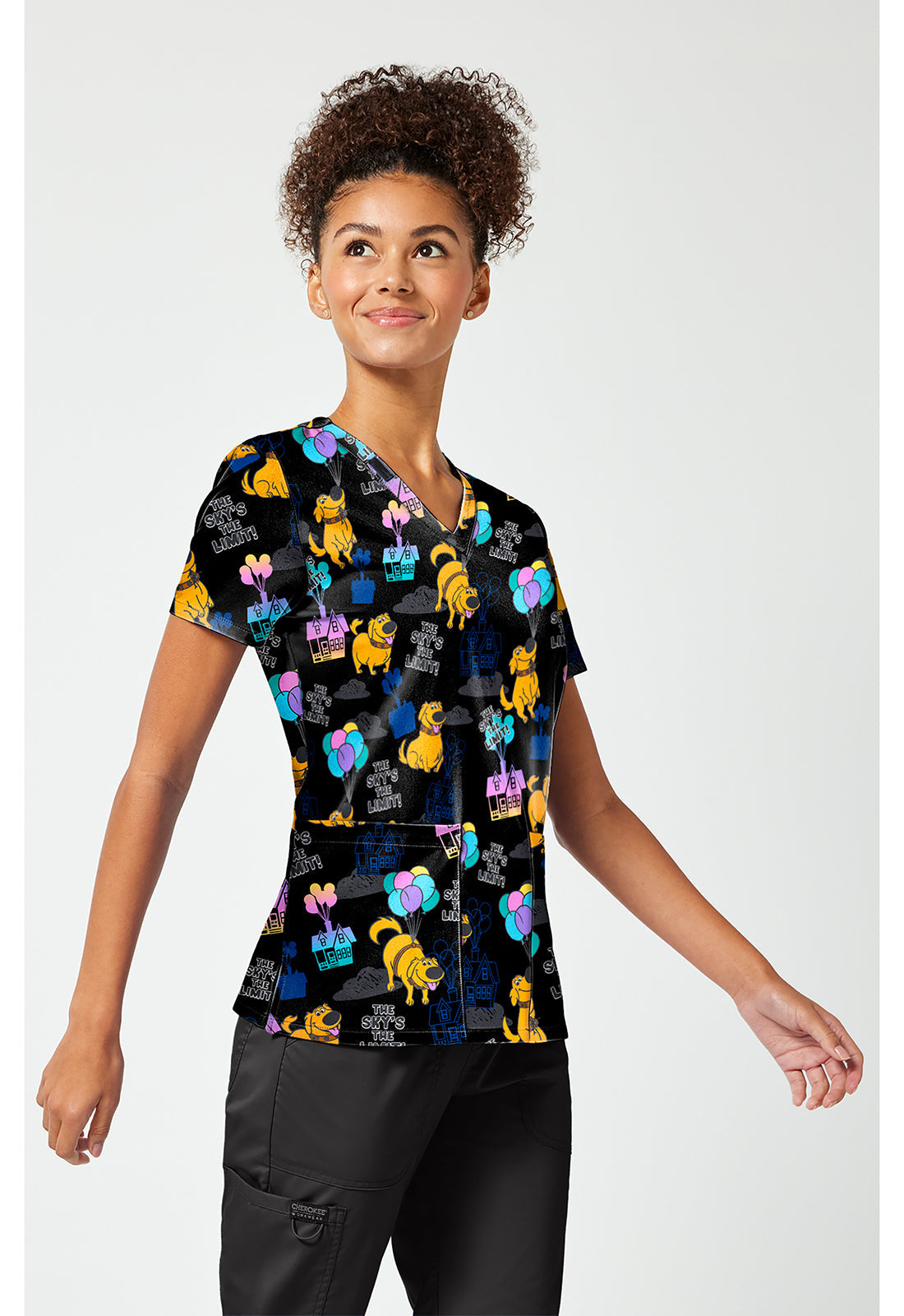 Tooniforms TF796 Women's Print V-Neck Scrub Top Up With Dug