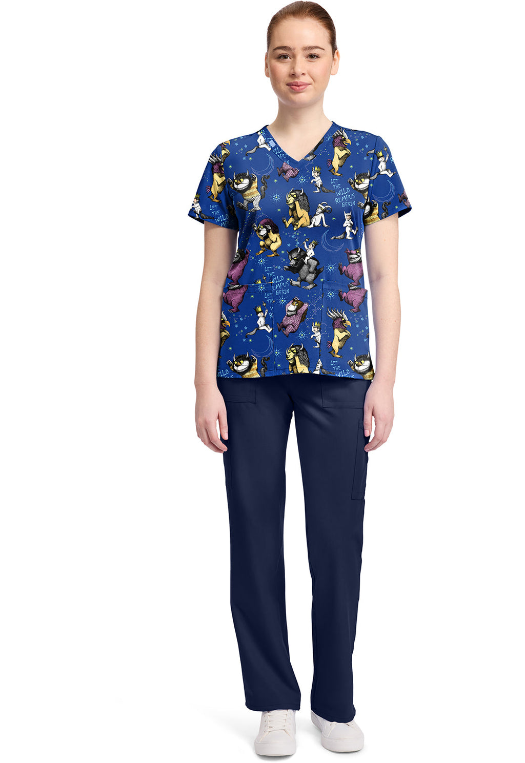 Tooniforms TF796 Print V-Neck Top Rumpus Time