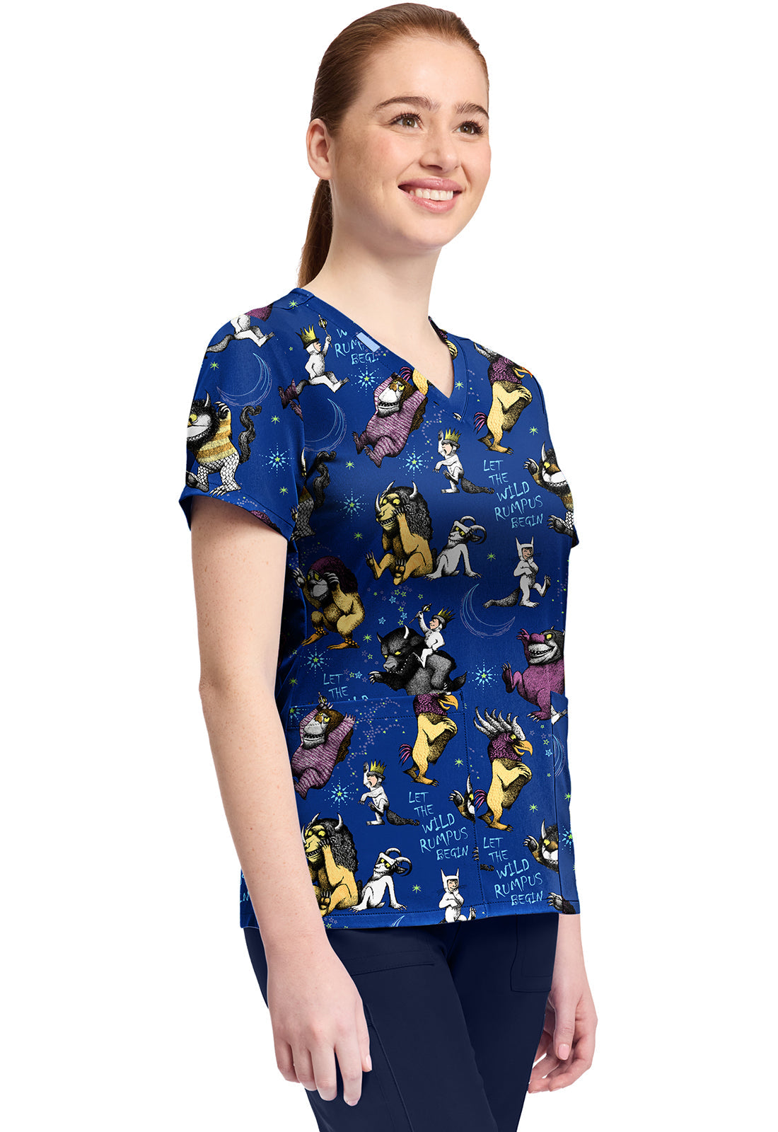 Tooniforms TF796 Print V-Neck Top Rumpus Time