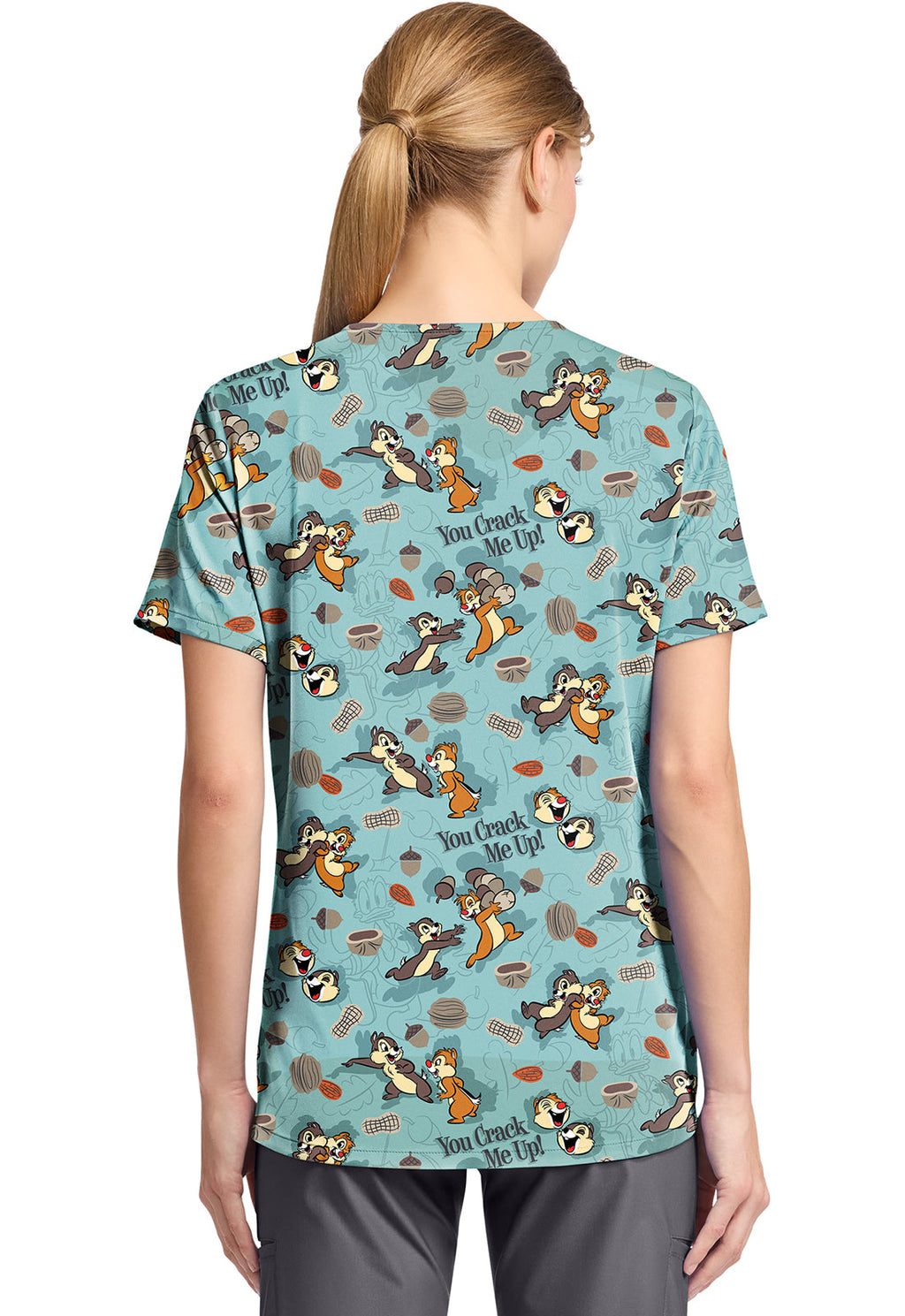 Tooniforms TF797 Print V-Neck Top Crack Me Up