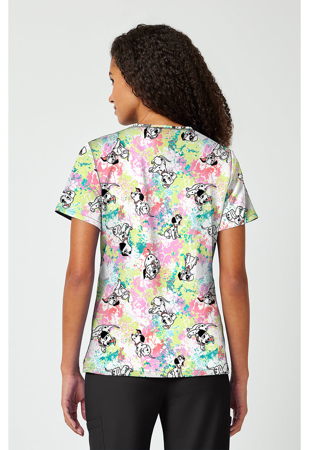 Licensed TF797 Print V-Neck Top Puppy Pile