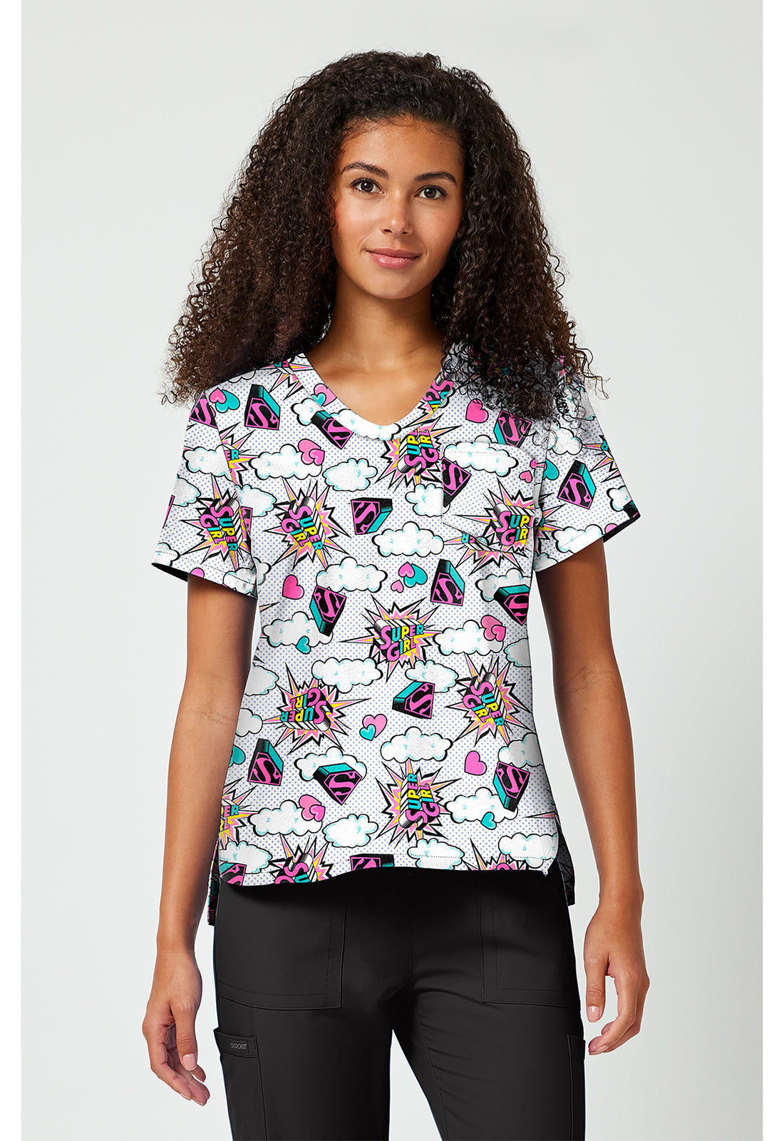 Tooniforms TF797 Women's Print V-Neck Scrub Top Head Skyward
